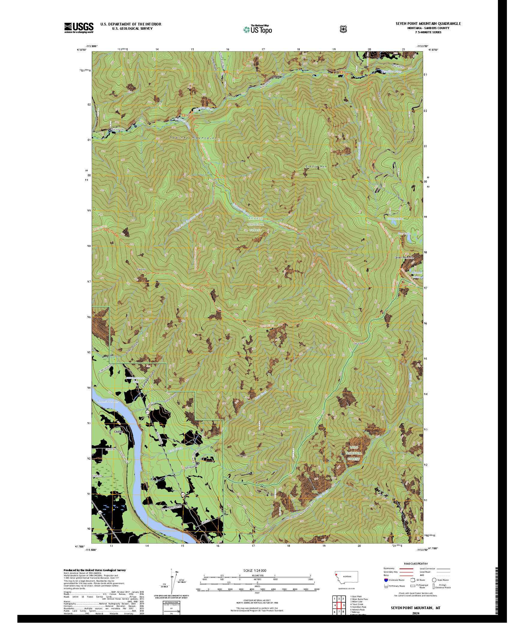 US TOPO 7.5-MINUTE MAP FOR SEVEN POINT MOUNTAIN, MT