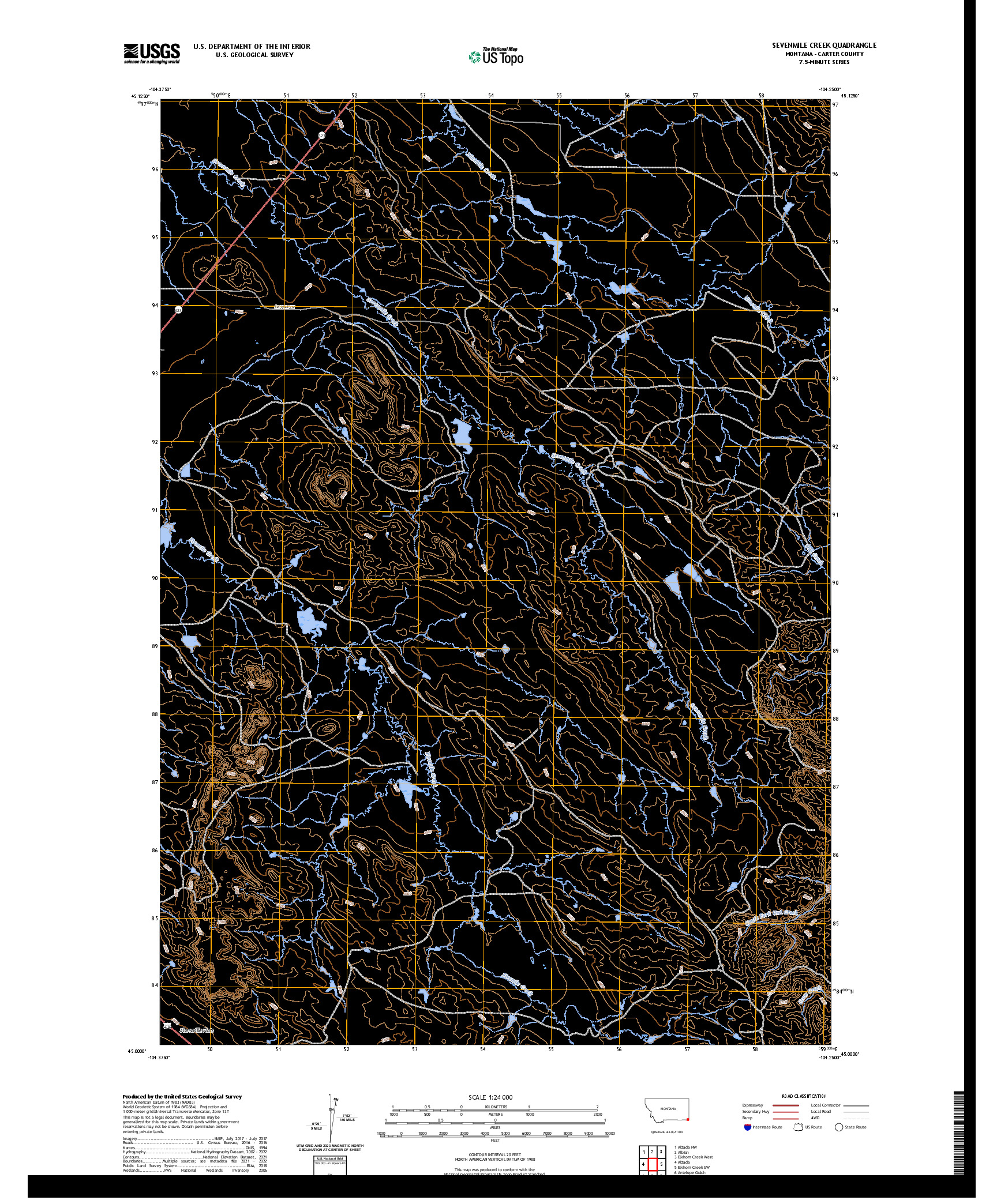 US TOPO 7.5-MINUTE MAP FOR SEVENMILE CREEK, MT