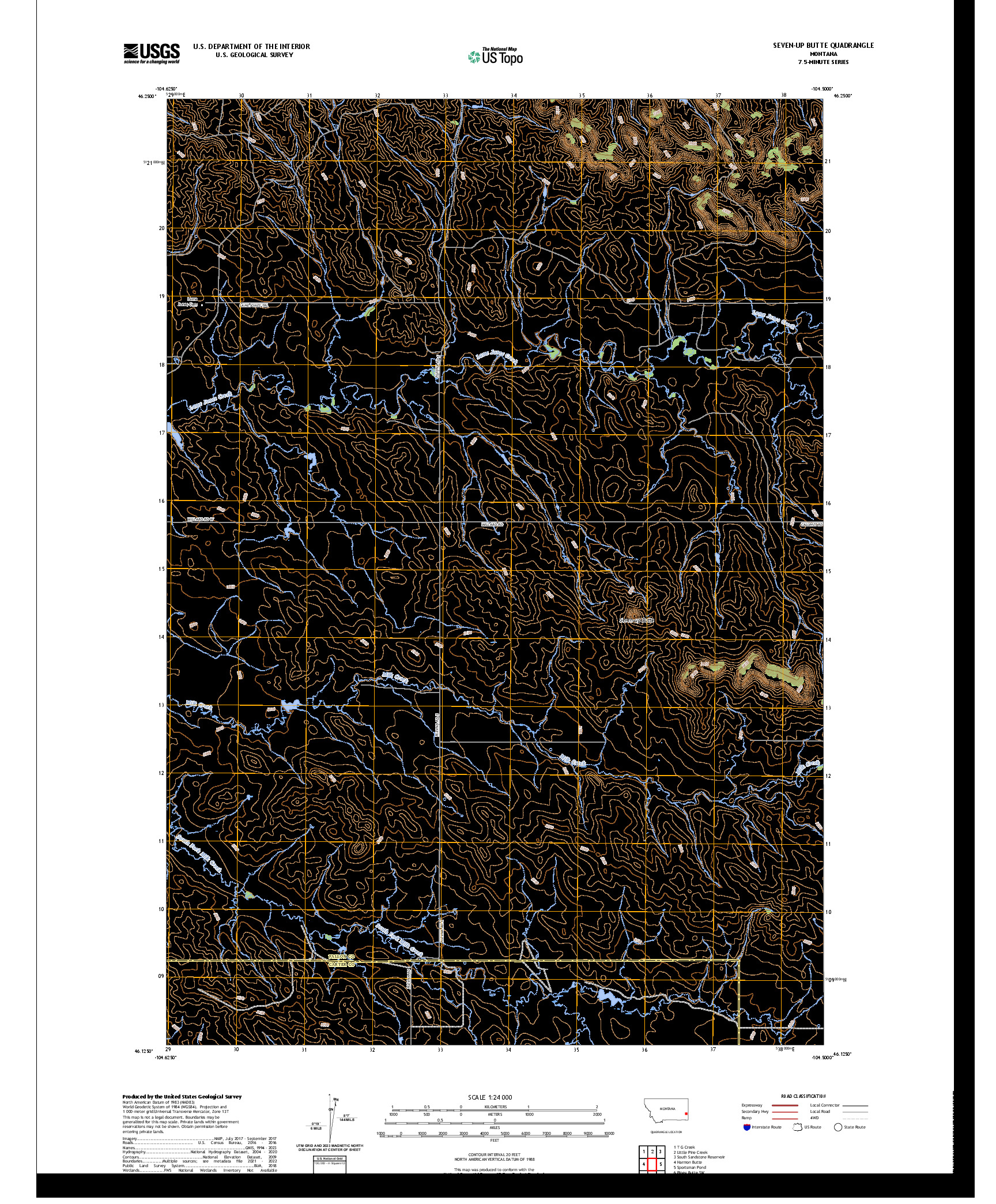 US TOPO 7.5-MINUTE MAP FOR SEVEN-UP BUTTE, MT