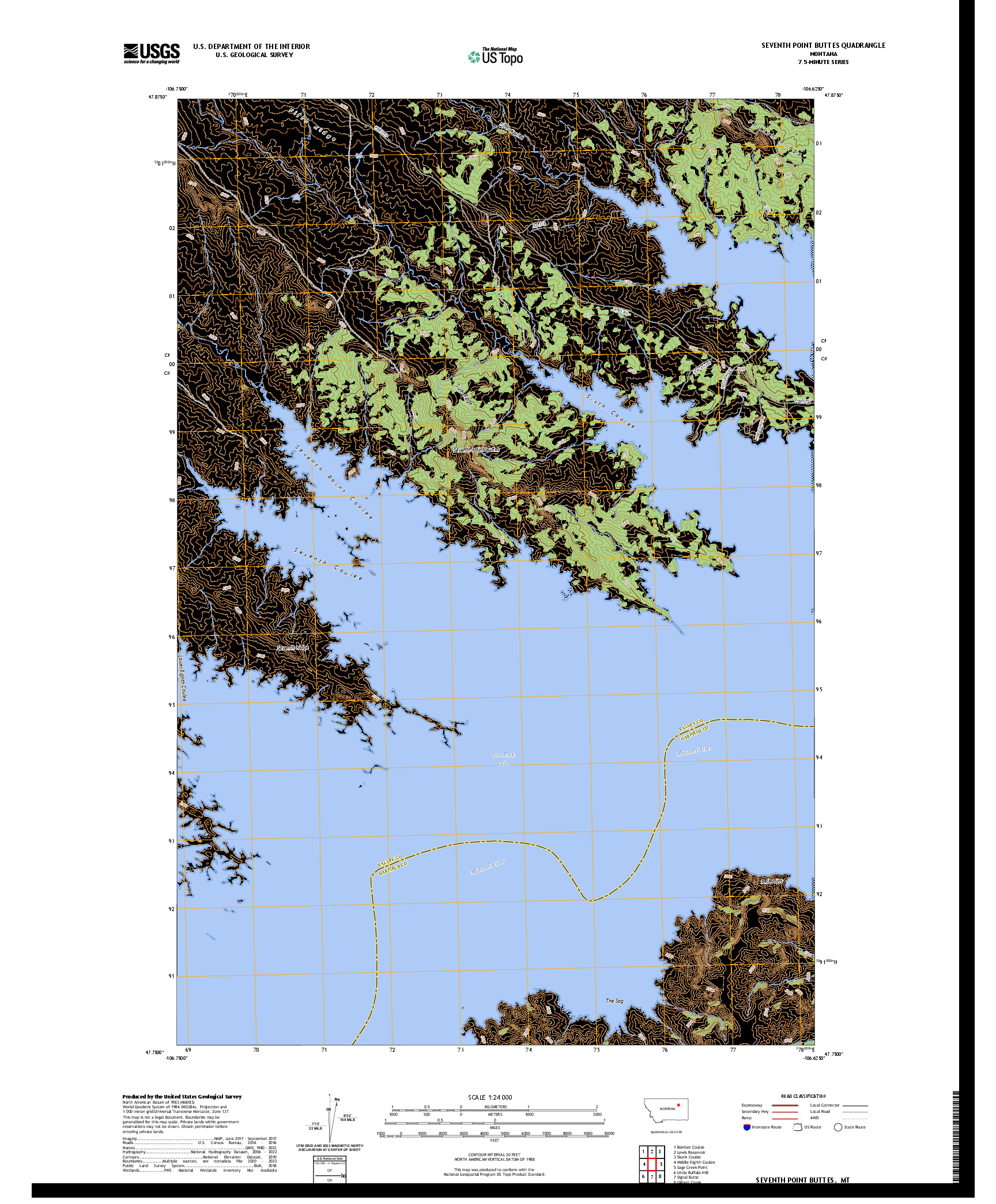 US TOPO 7.5-MINUTE MAP FOR SEVENTH POINT BUTTES, MT
