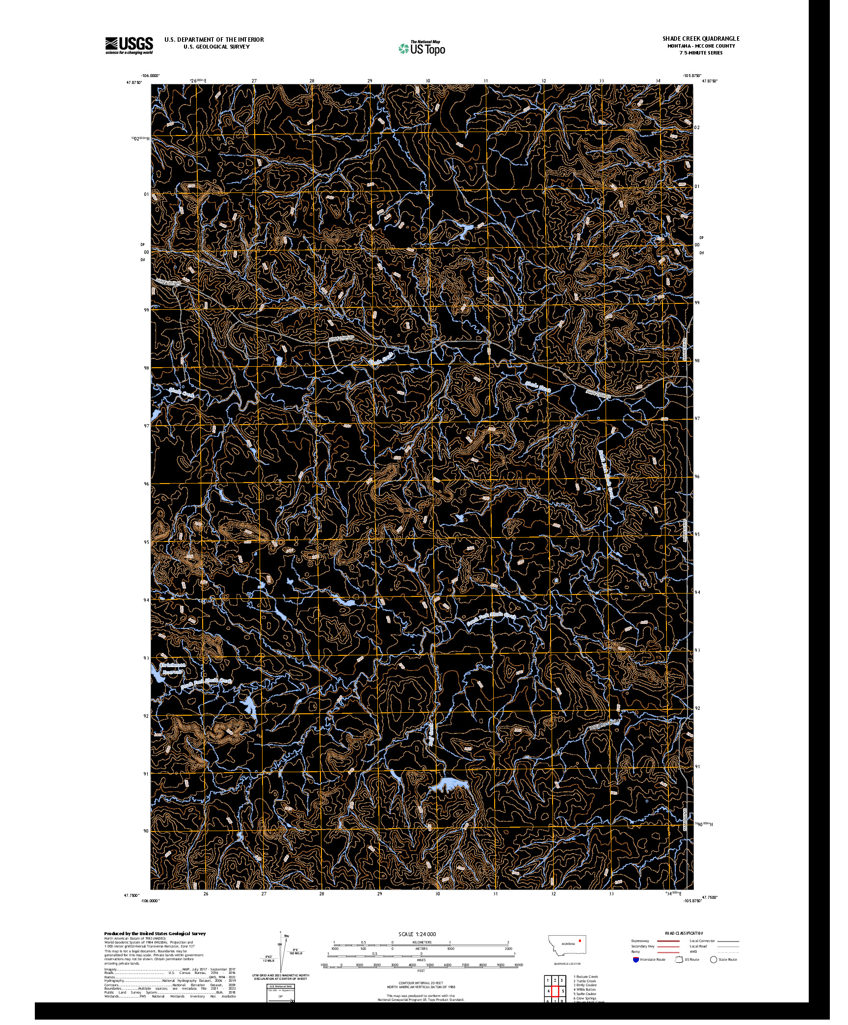 US TOPO 7.5-MINUTE MAP FOR SHADE CREEK, MT