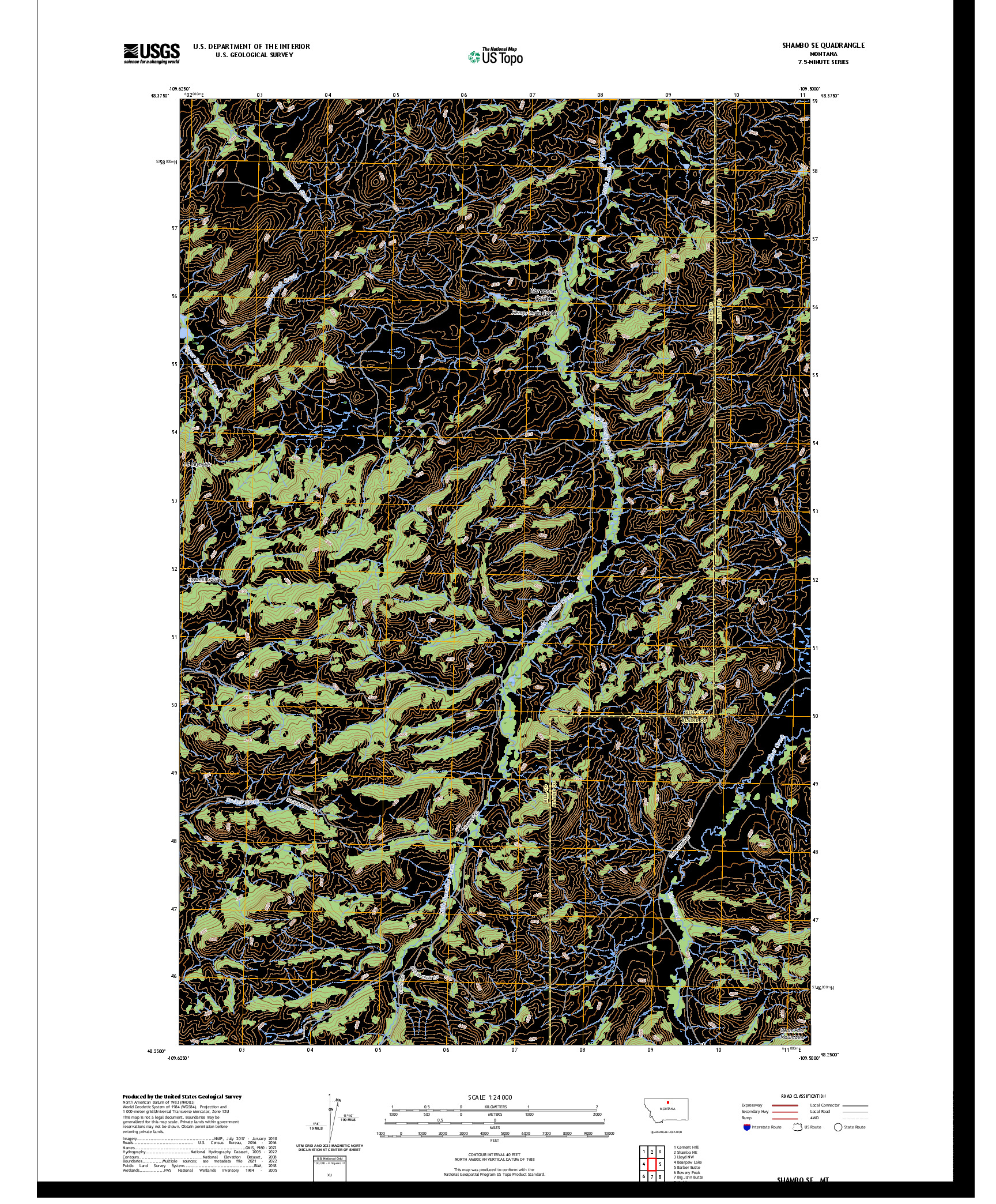 US TOPO 7.5-MINUTE MAP FOR SHAMBO SE, MT