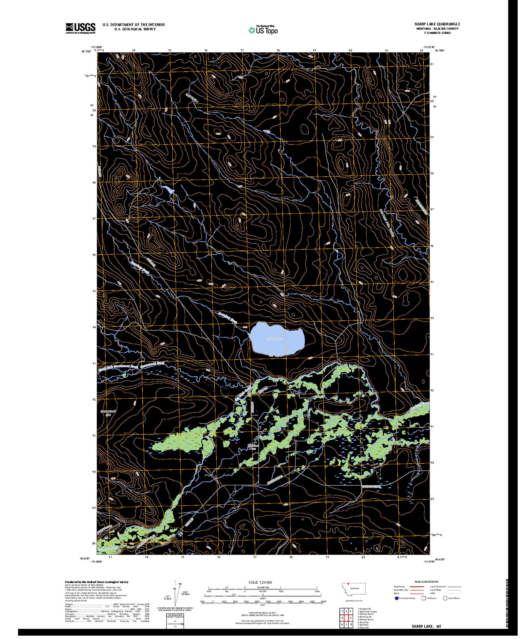 US TOPO 7.5-MINUTE MAP FOR SHARP LAKE, MT