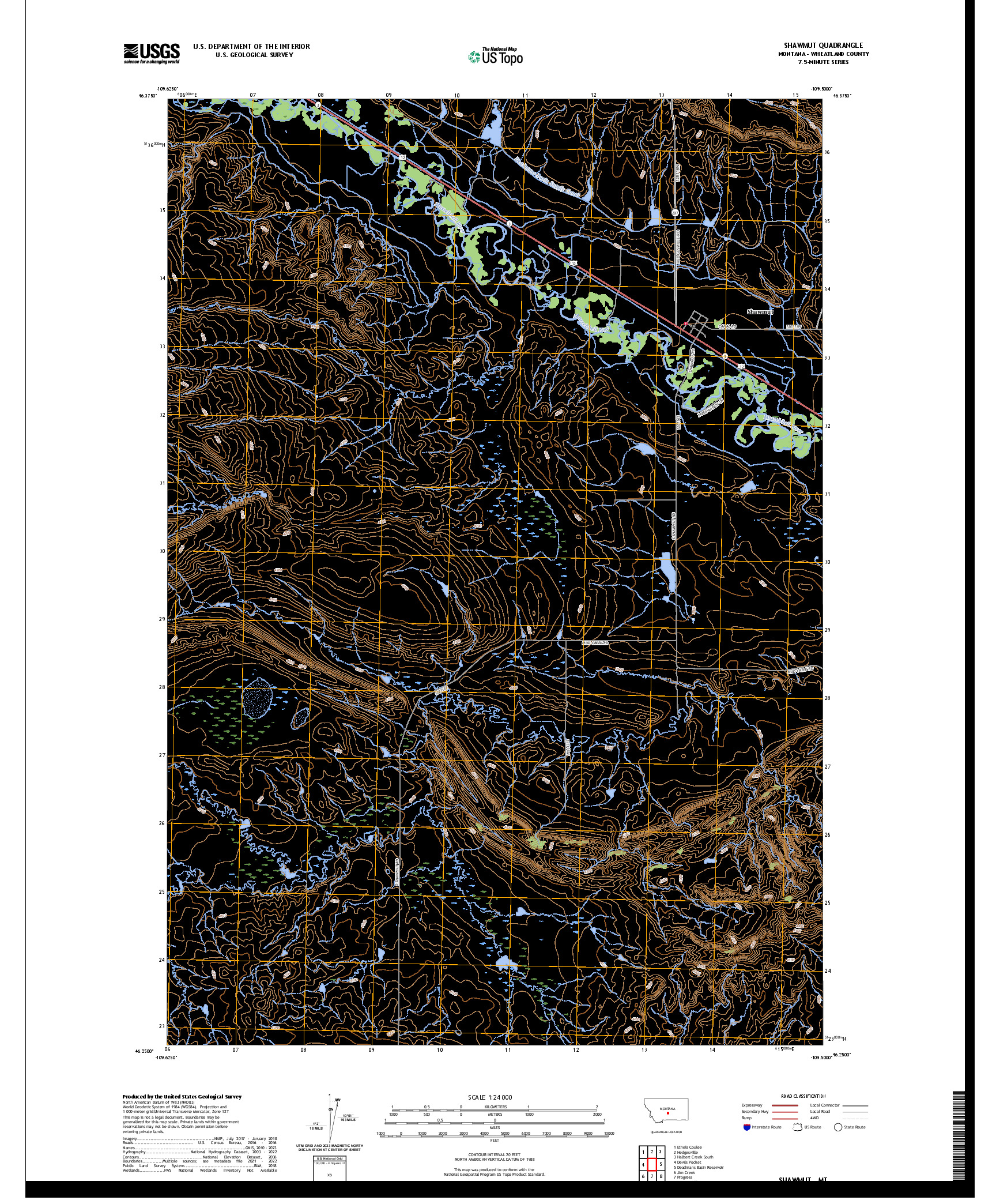 US TOPO 7.5-MINUTE MAP FOR SHAWMUT, MT