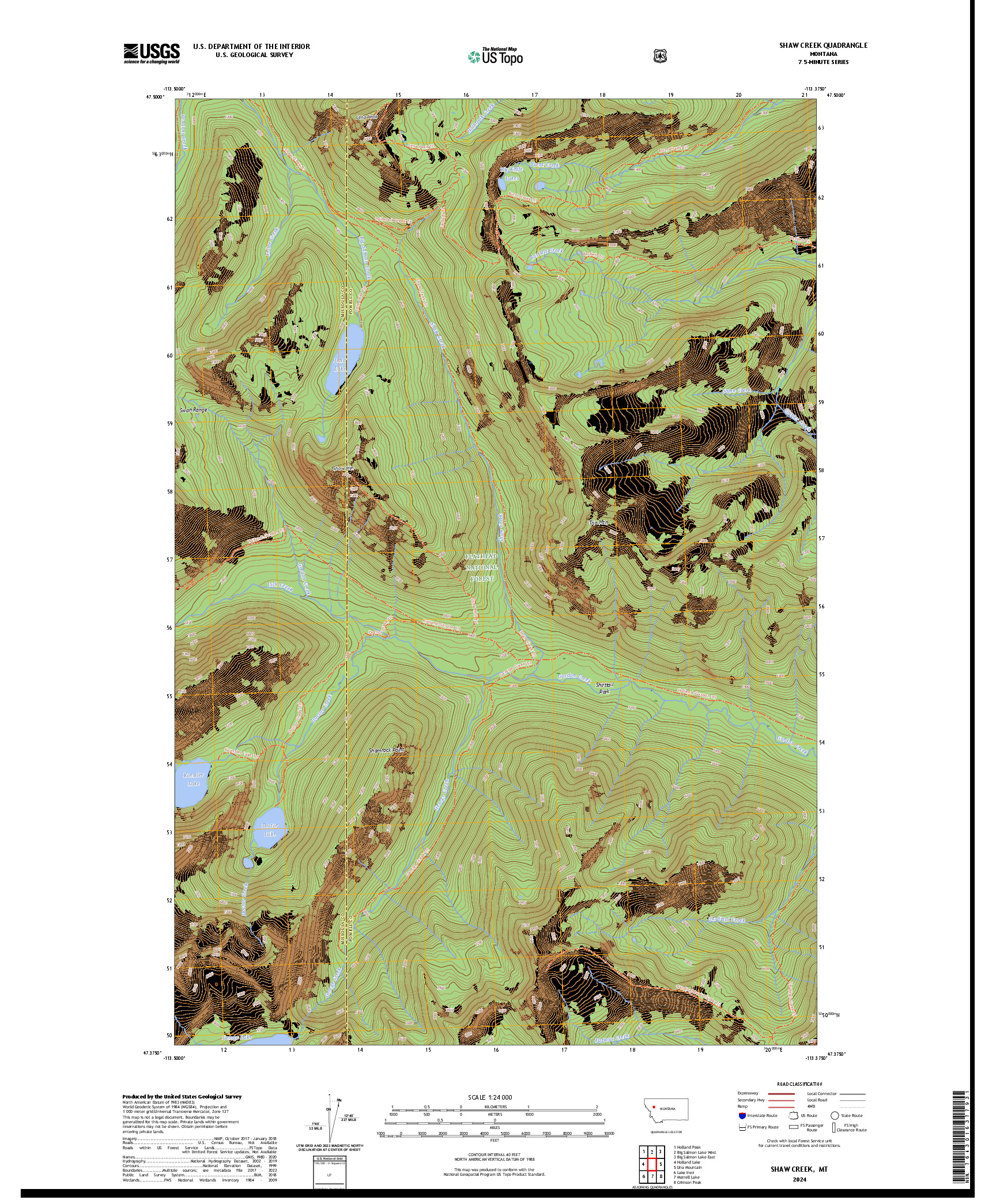 US TOPO 7.5-MINUTE MAP FOR SHAW CREEK, MT
