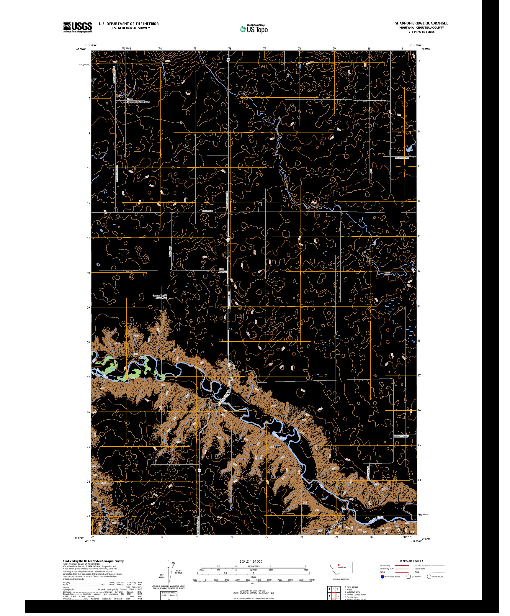 US TOPO 7.5-MINUTE MAP FOR SHANNON BRIDGE, MT