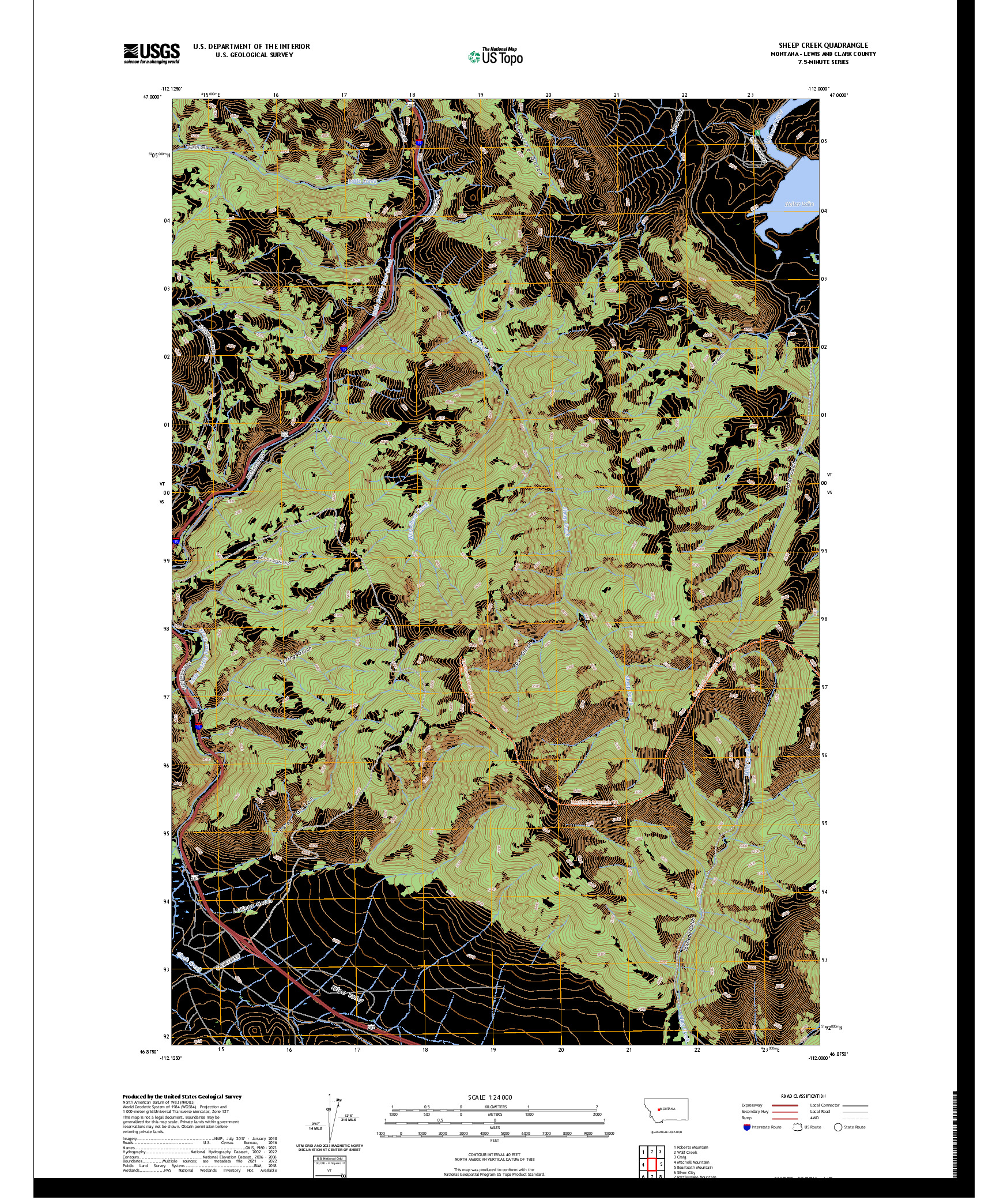 US TOPO 7.5-MINUTE MAP FOR SHEEP CREEK, MT