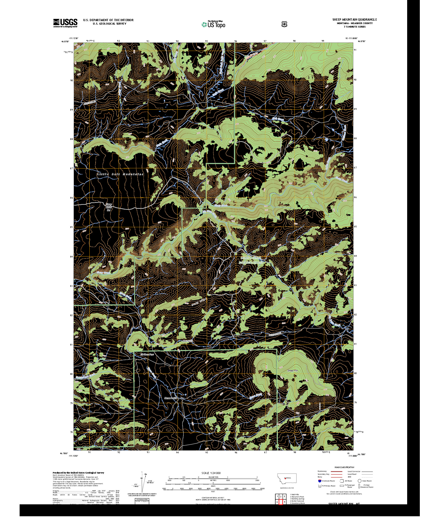 US TOPO 7.5-MINUTE MAP FOR SHEEP MOUNTAIN, MT