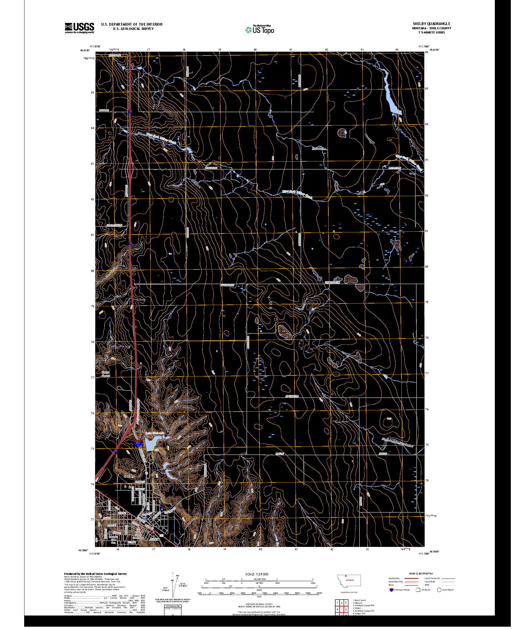 US TOPO 7.5-MINUTE MAP FOR SHELBY, MT