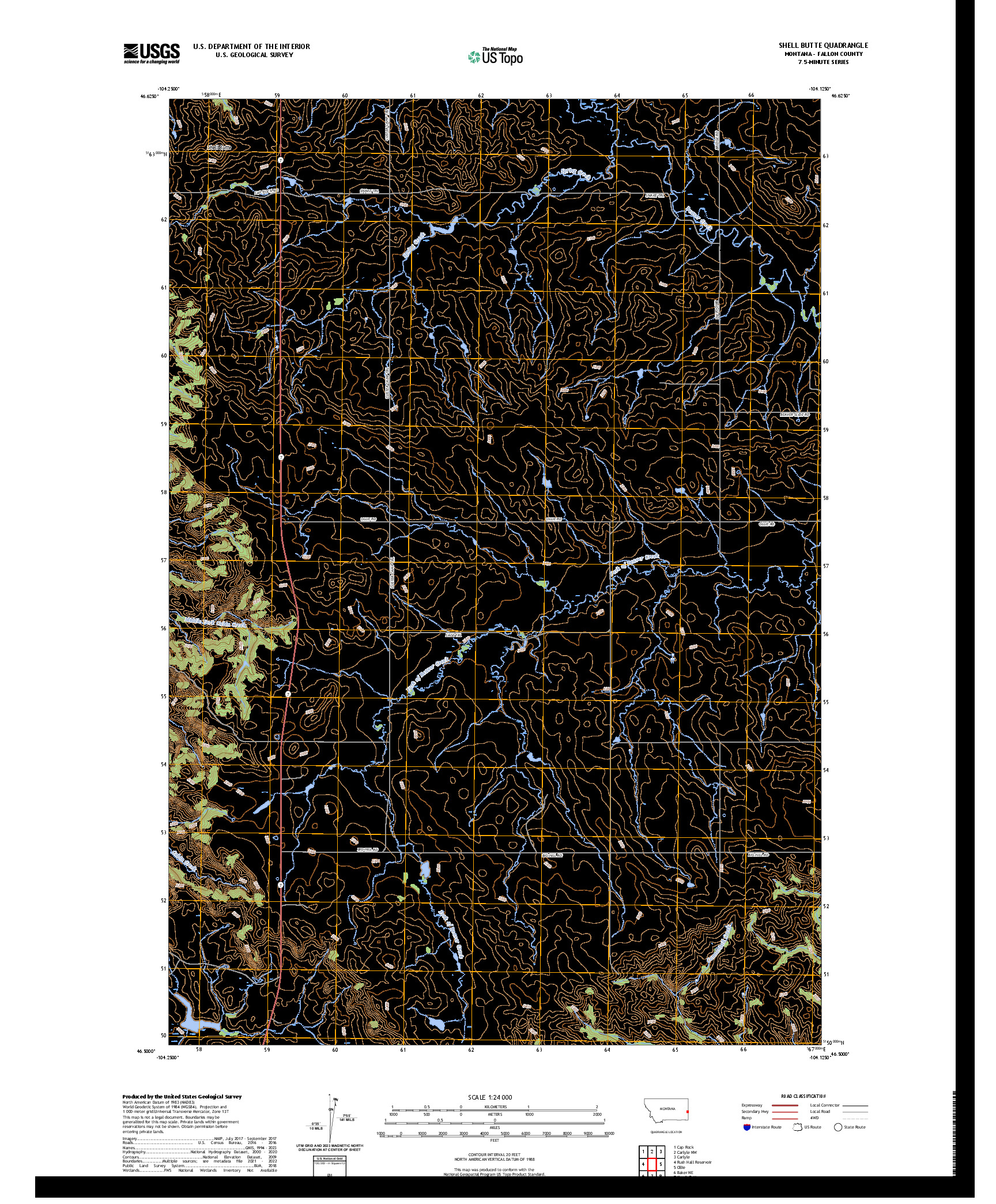 US TOPO 7.5-MINUTE MAP FOR SHELL BUTTE, MT