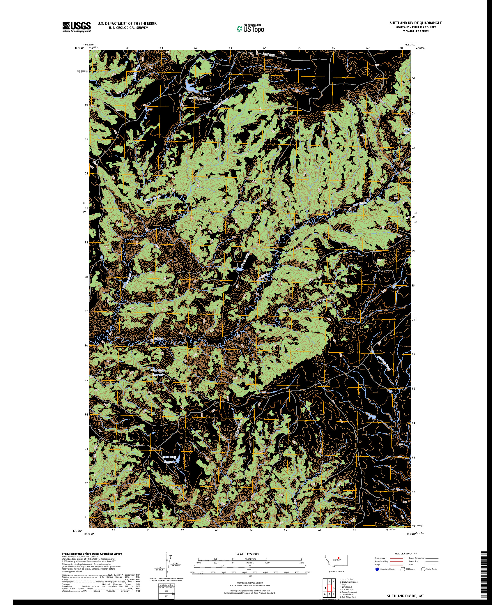 US TOPO 7.5-MINUTE MAP FOR SHETLAND DIVIDE, MT