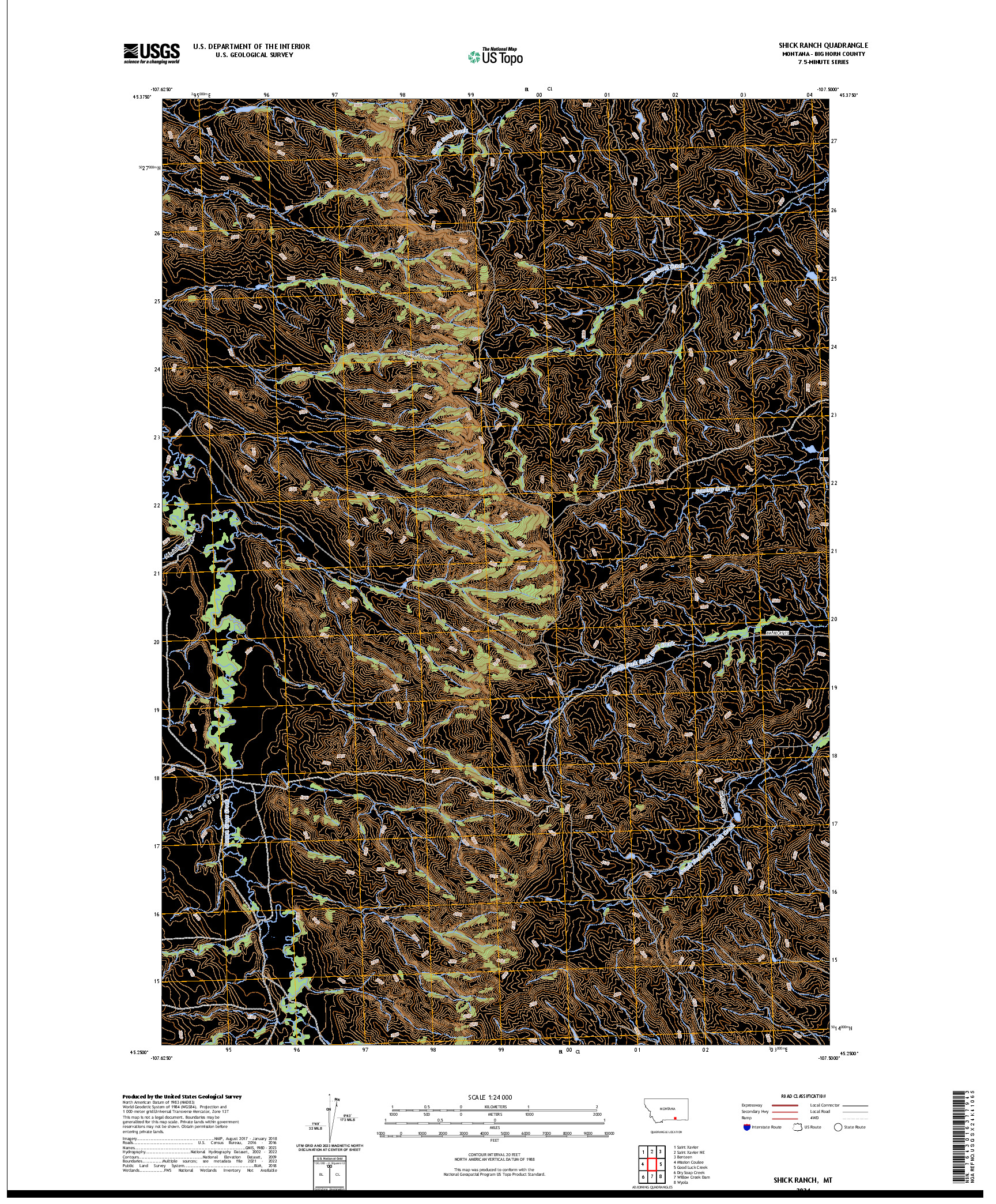 US TOPO 7.5-MINUTE MAP FOR SHICK RANCH, MT