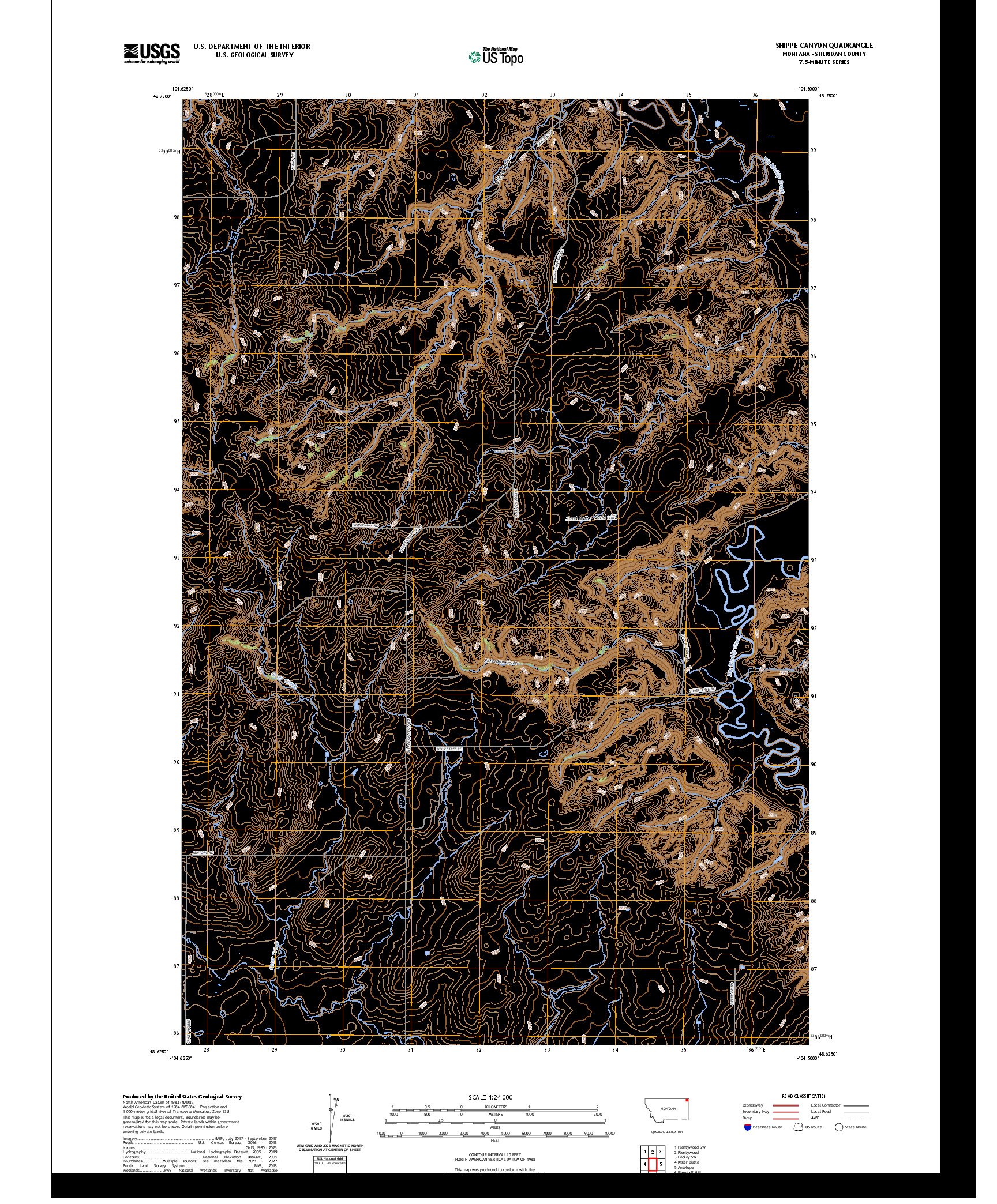 US TOPO 7.5-MINUTE MAP FOR SHIPPE CANYON, MT