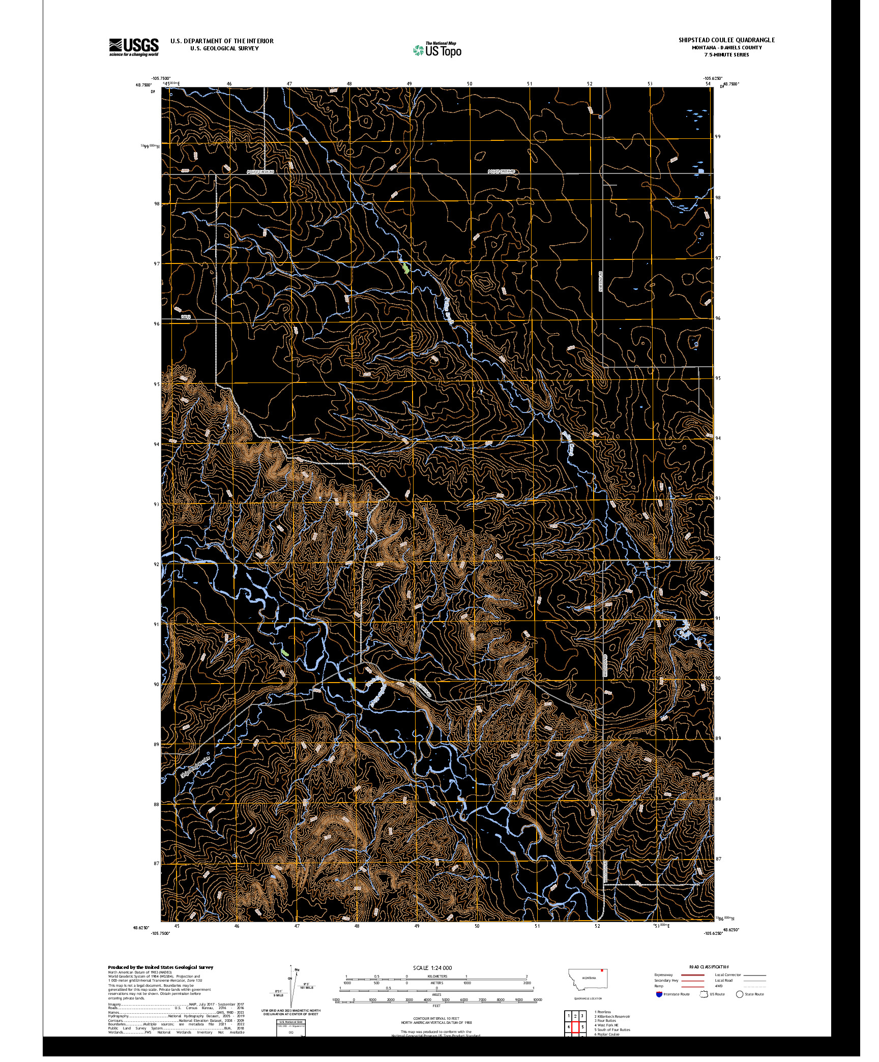 US TOPO 7.5-MINUTE MAP FOR SHIPSTEAD COULEE, MT