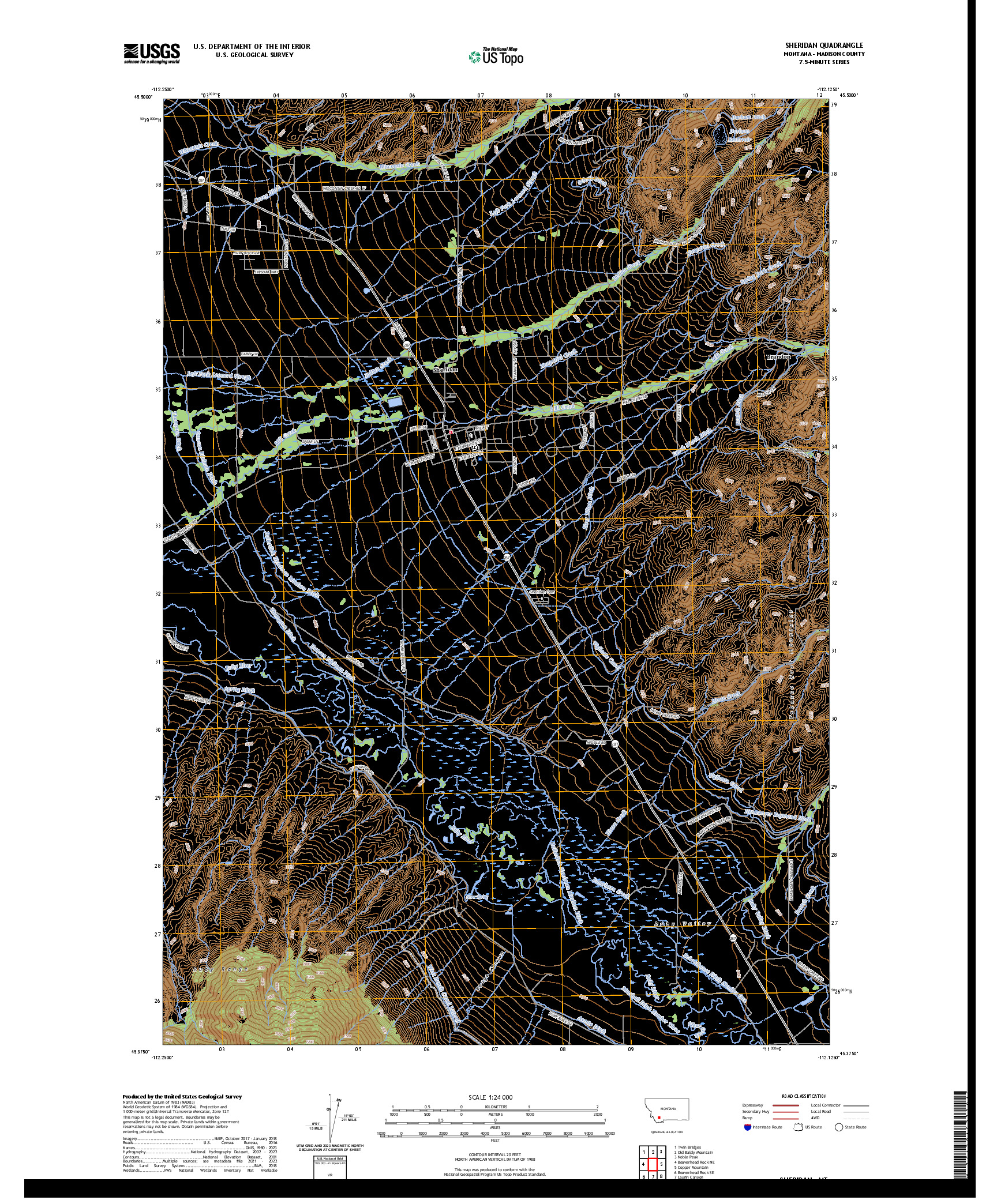 US TOPO 7.5-MINUTE MAP FOR SHERIDAN, MT