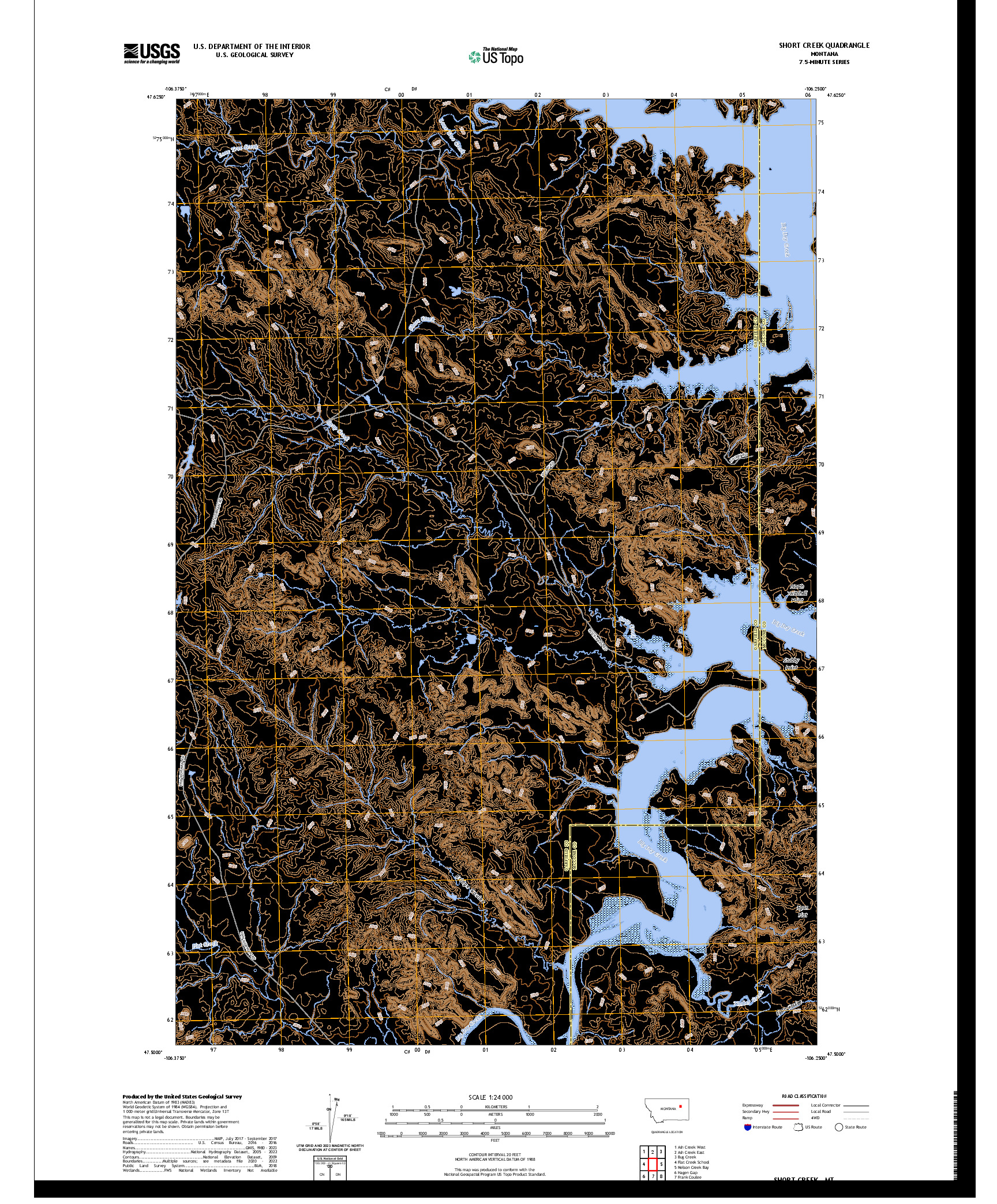 US TOPO 7.5-MINUTE MAP FOR SHORT CREEK, MT