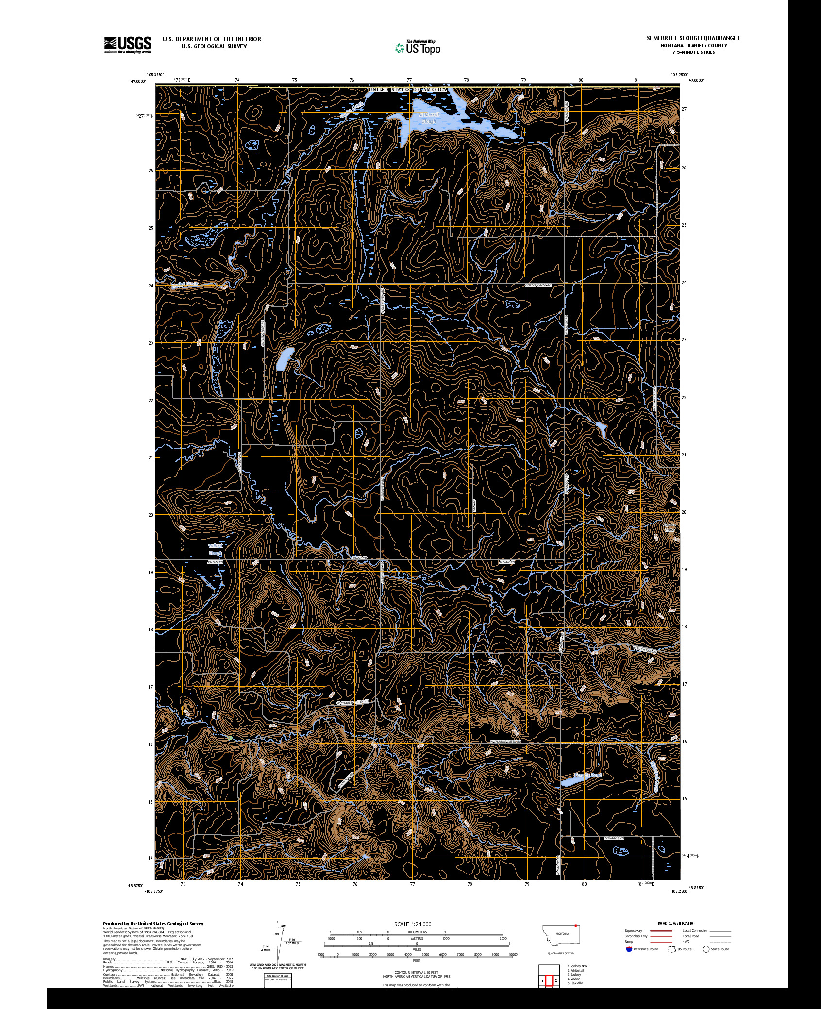 US TOPO 7.5-MINUTE MAP FOR SI MERRELL SLOUGH, MT,SK