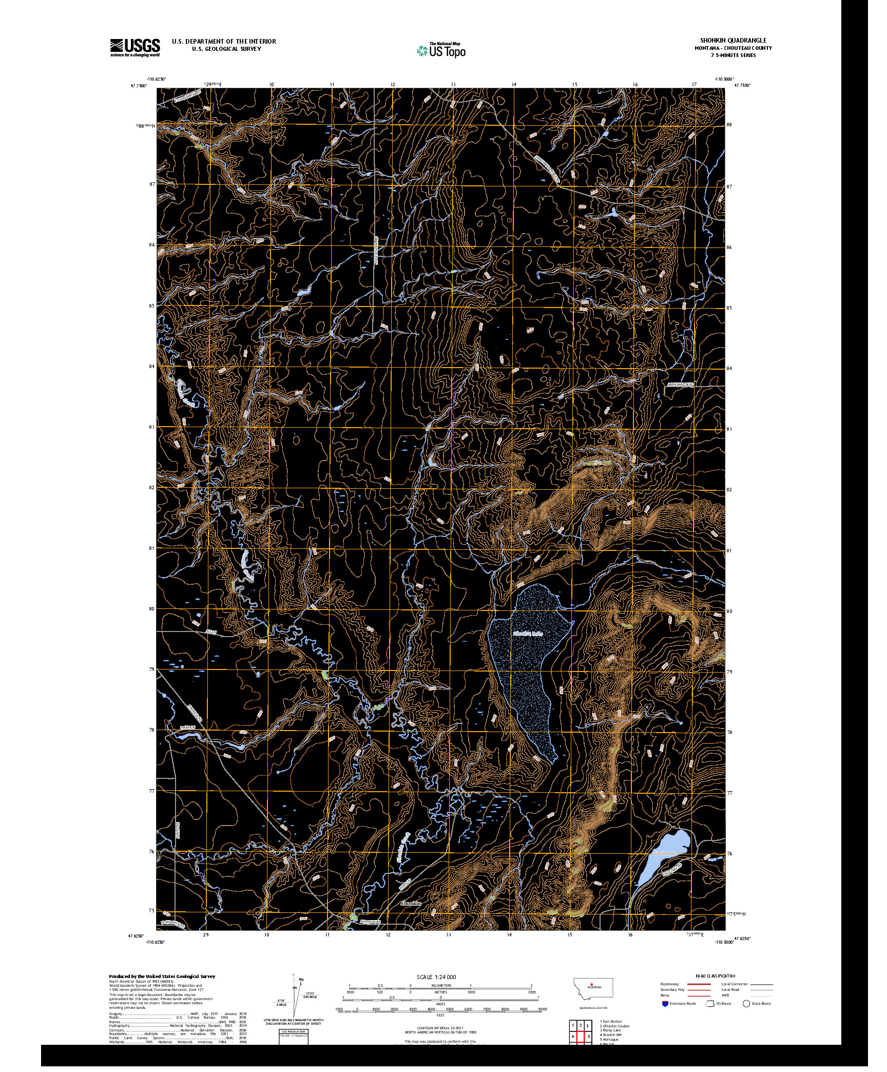 US TOPO 7.5-MINUTE MAP FOR SHONKIN, MT