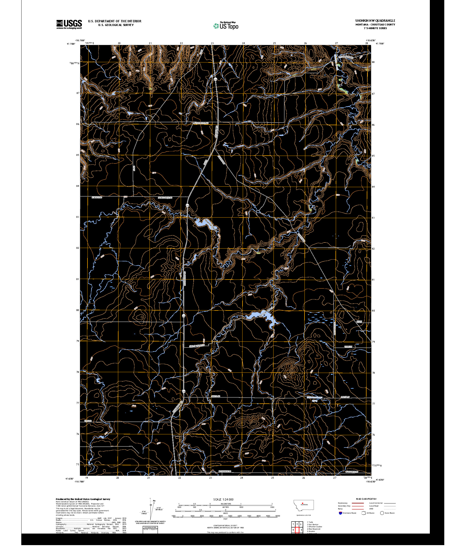 US TOPO 7.5-MINUTE MAP FOR SHONKIN NW, MT