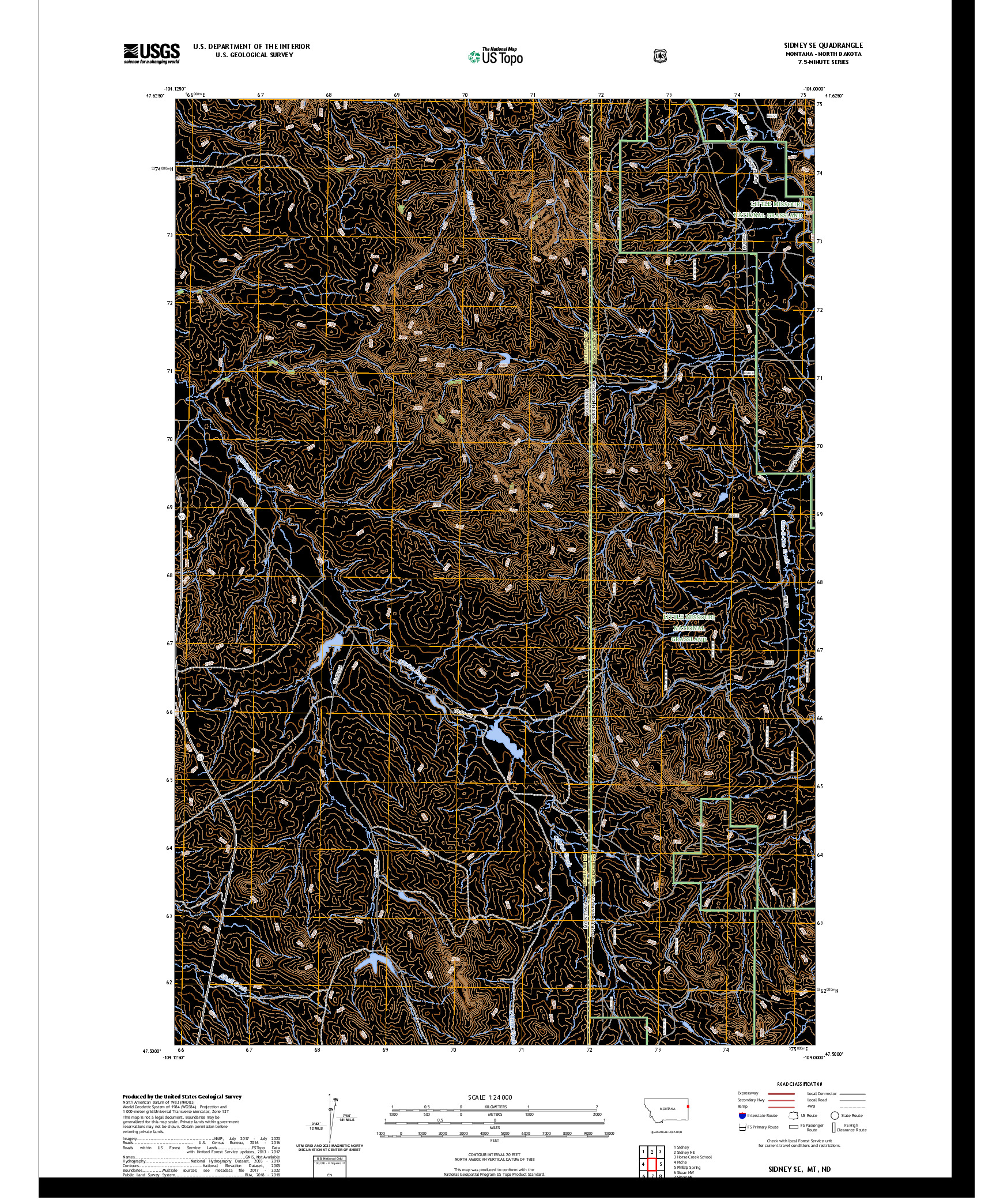US TOPO 7.5-MINUTE MAP FOR SIDNEY SE, MT,ND