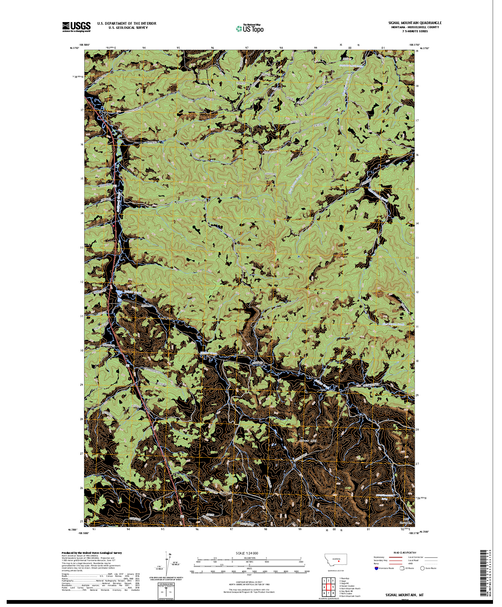 US TOPO 7.5-MINUTE MAP FOR SIGNAL MOUNTAIN, MT