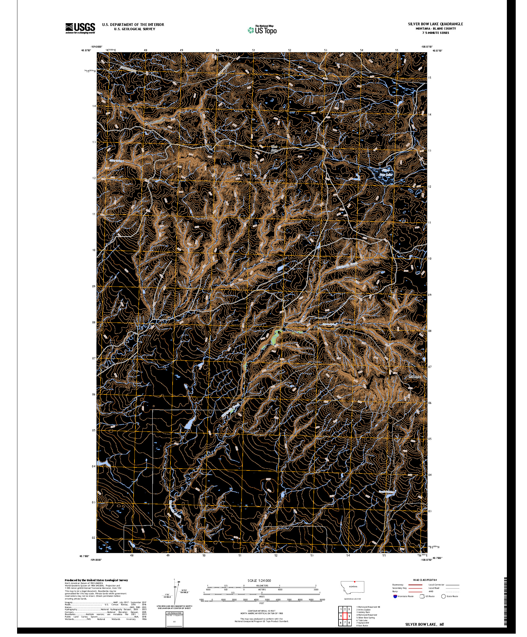 US TOPO 7.5-MINUTE MAP FOR SILVER BOW LAKE, MT