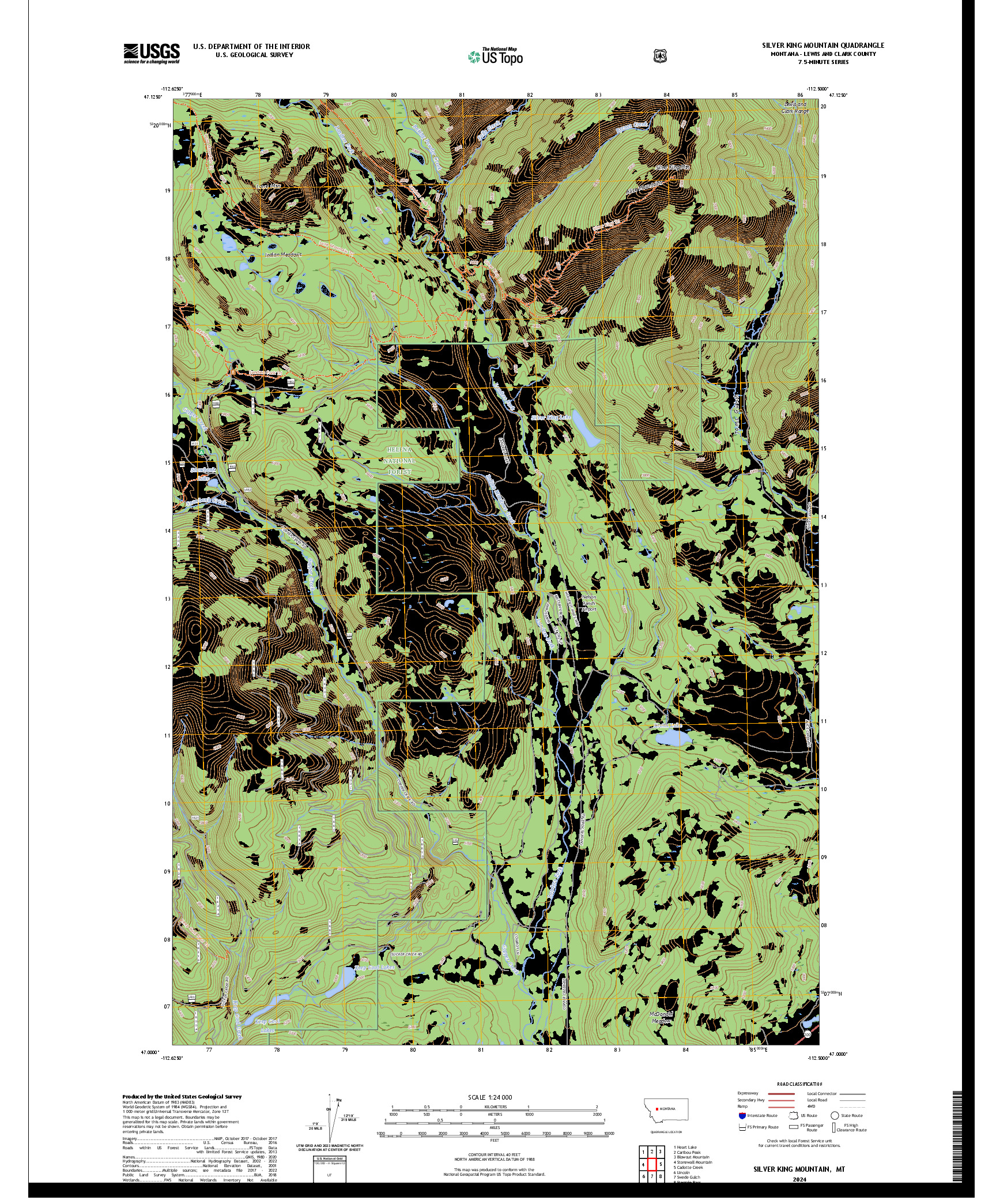 US TOPO 7.5-MINUTE MAP FOR SILVER KING MOUNTAIN, MT