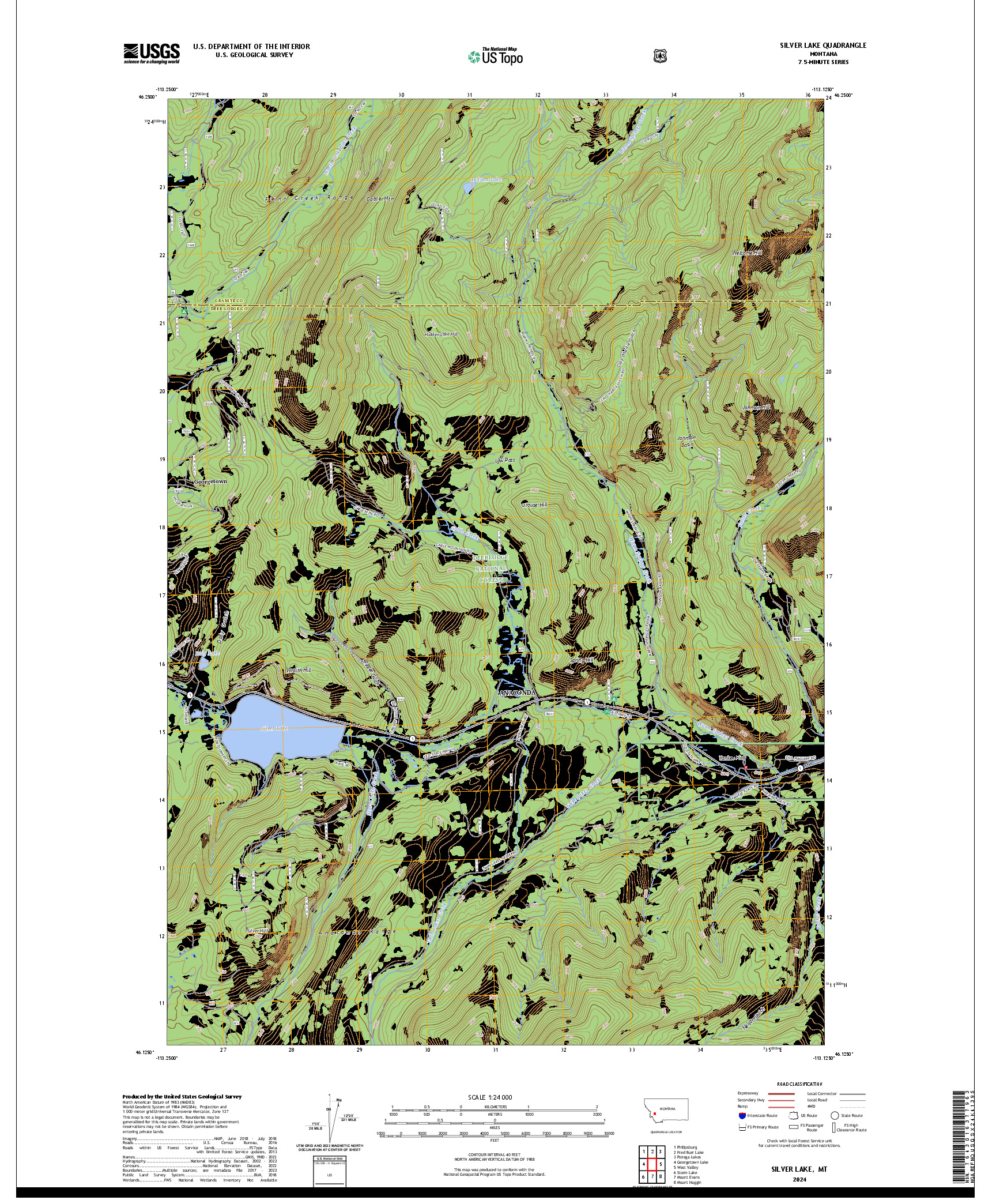 US TOPO 7.5-MINUTE MAP FOR SILVER LAKE, MT