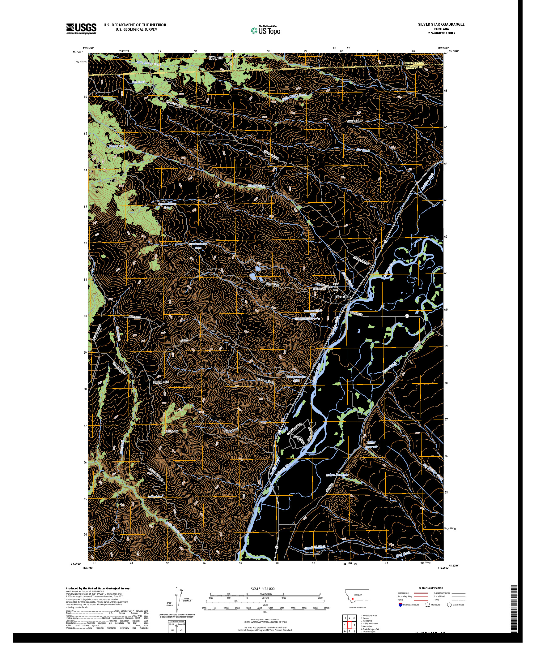 US TOPO 7.5-MINUTE MAP FOR SILVER STAR, MT