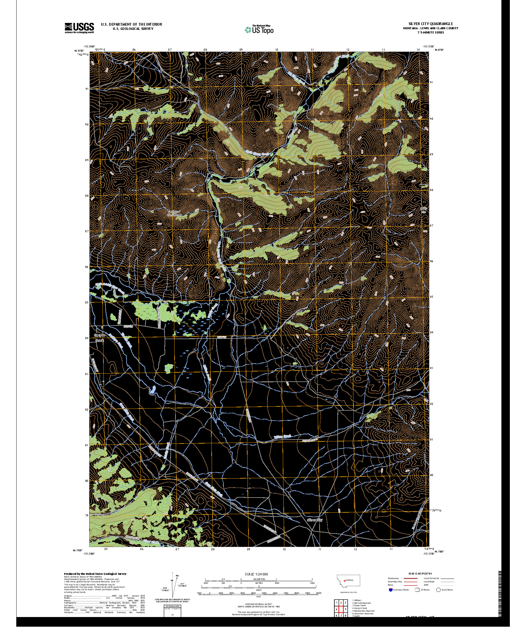 US TOPO 7.5-MINUTE MAP FOR SILVER CITY, MT