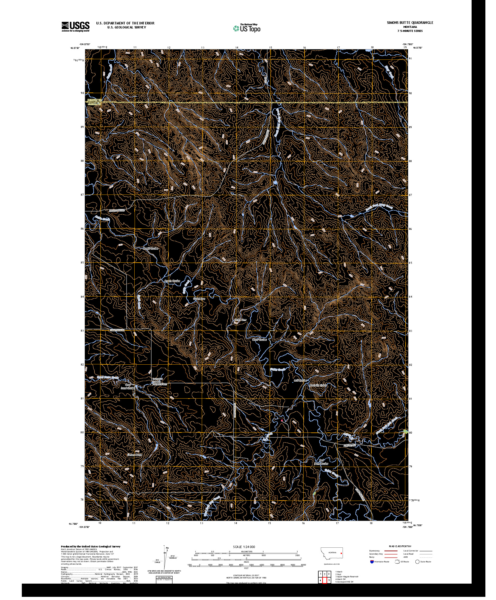 US TOPO 7.5-MINUTE MAP FOR SIMONS BUTTE, MT