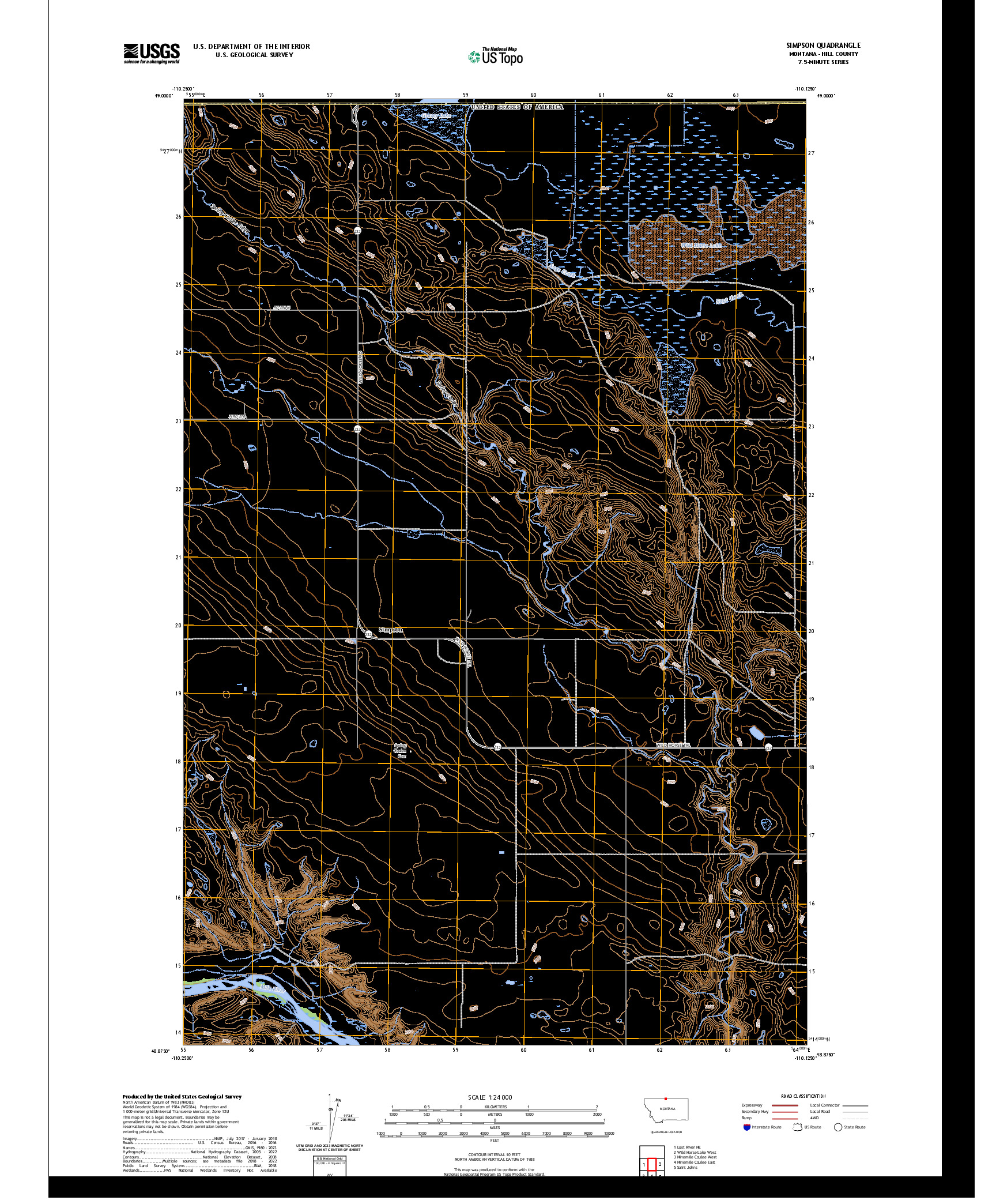 US TOPO 7.5-MINUTE MAP FOR SIMPSON, MT,AB