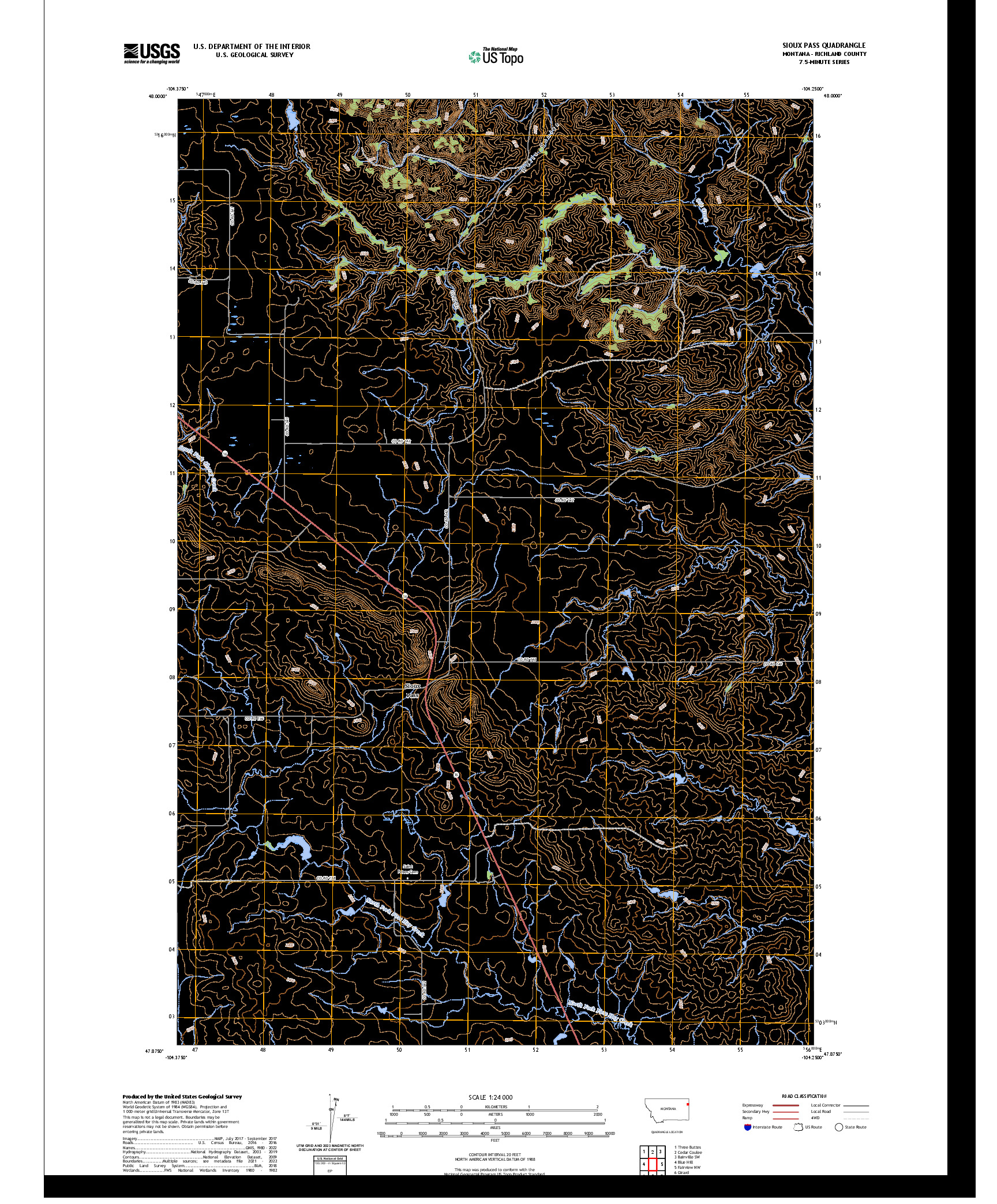 US TOPO 7.5-MINUTE MAP FOR SIOUX PASS, MT