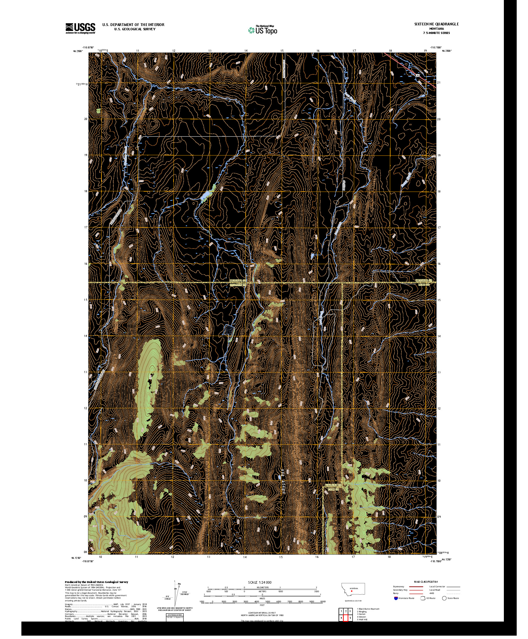 US TOPO 7.5-MINUTE MAP FOR SIXTEEN NE, MT