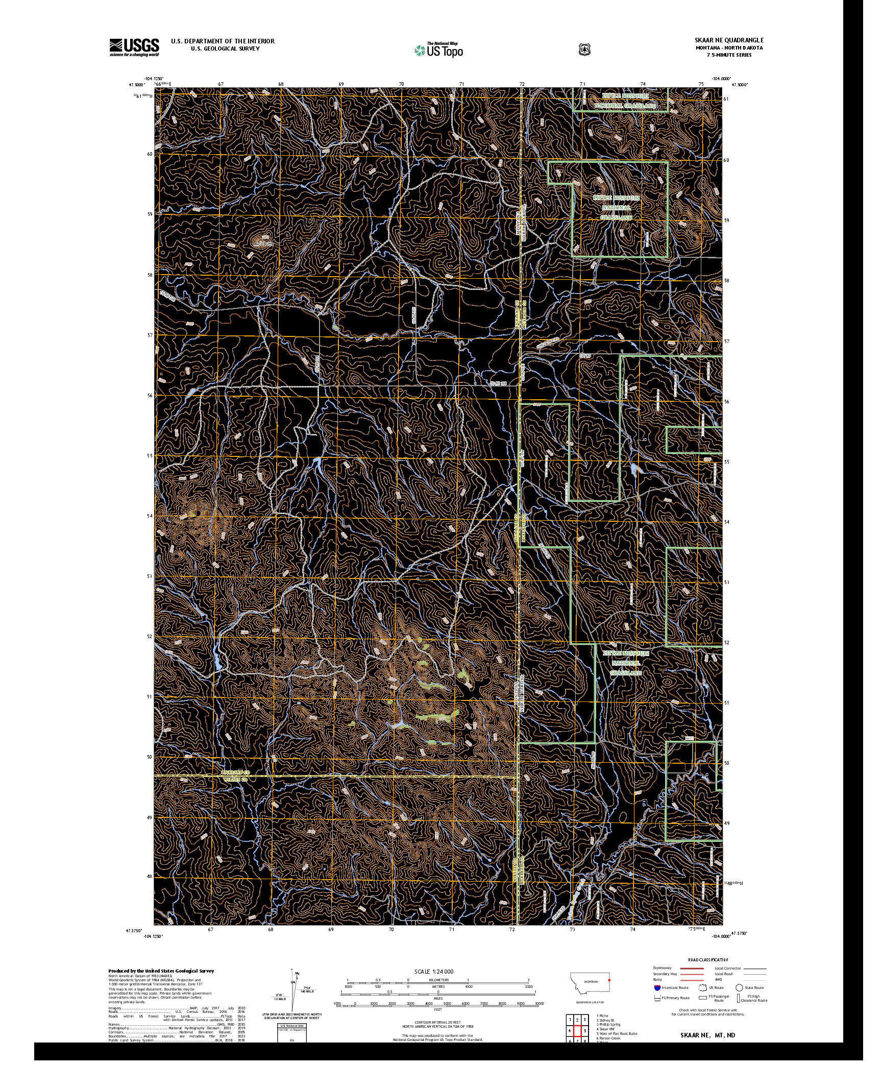 US TOPO 7.5-MINUTE MAP FOR SKAAR NE, MT,ND