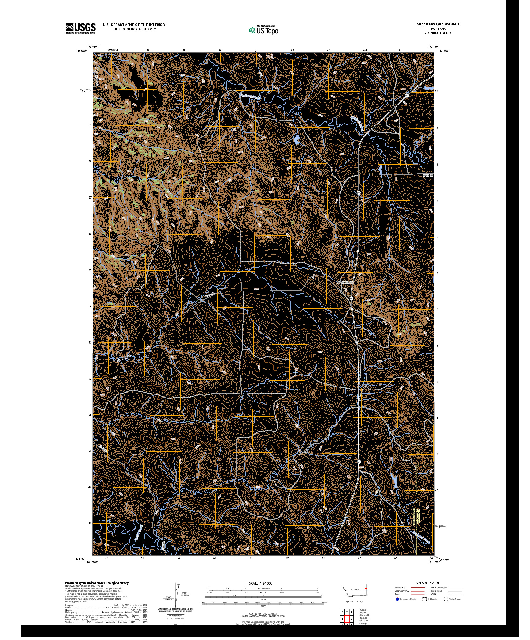US TOPO 7.5-MINUTE MAP FOR SKAAR NW, MT