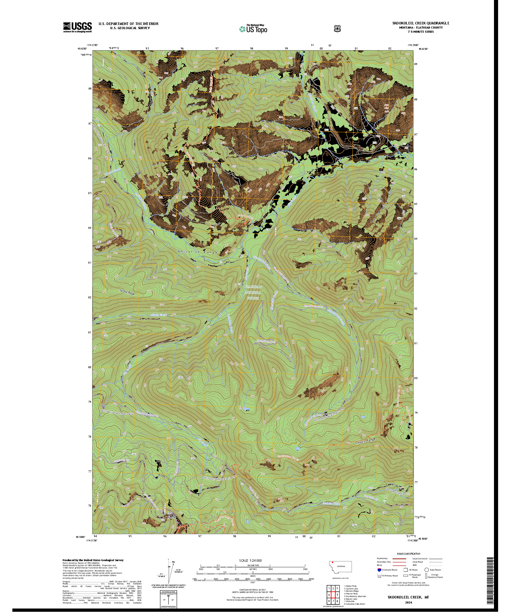 US TOPO 7.5-MINUTE MAP FOR SKOOKOLEEL CREEK, MT