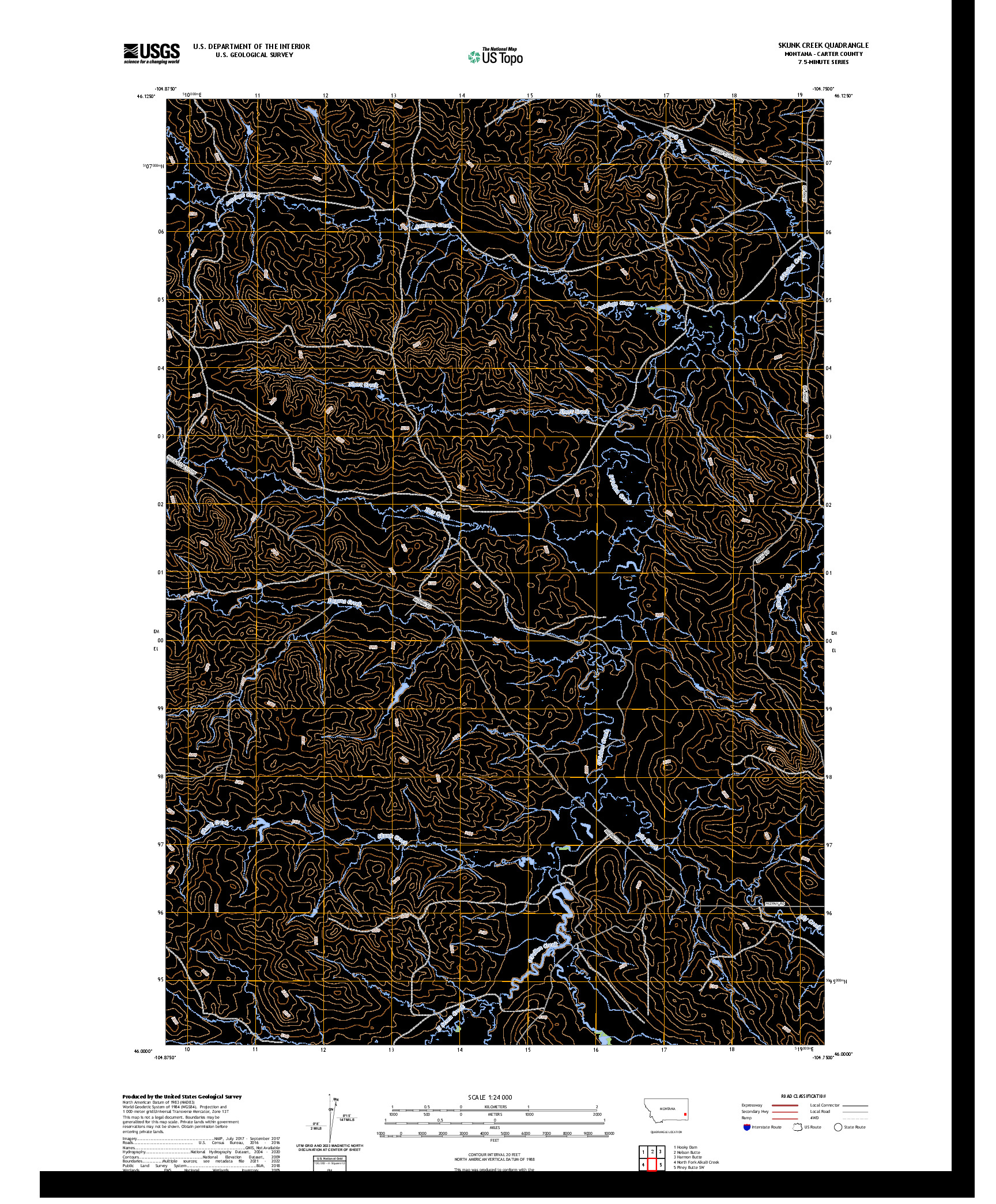 US TOPO 7.5-MINUTE MAP FOR SKUNK CREEK, MT