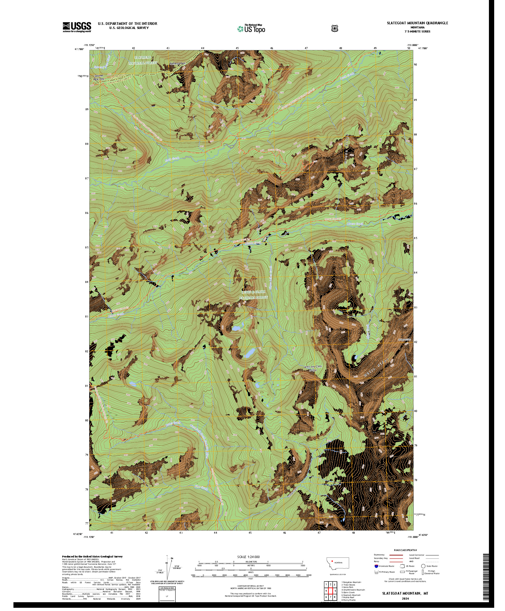 US TOPO 7.5-MINUTE MAP FOR SLATEGOAT MOUNTAIN, MT