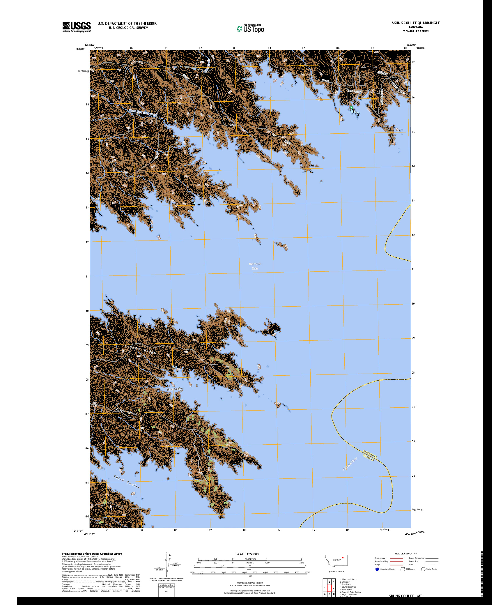 US TOPO 7.5-MINUTE MAP FOR SKUNK COULEE, MT