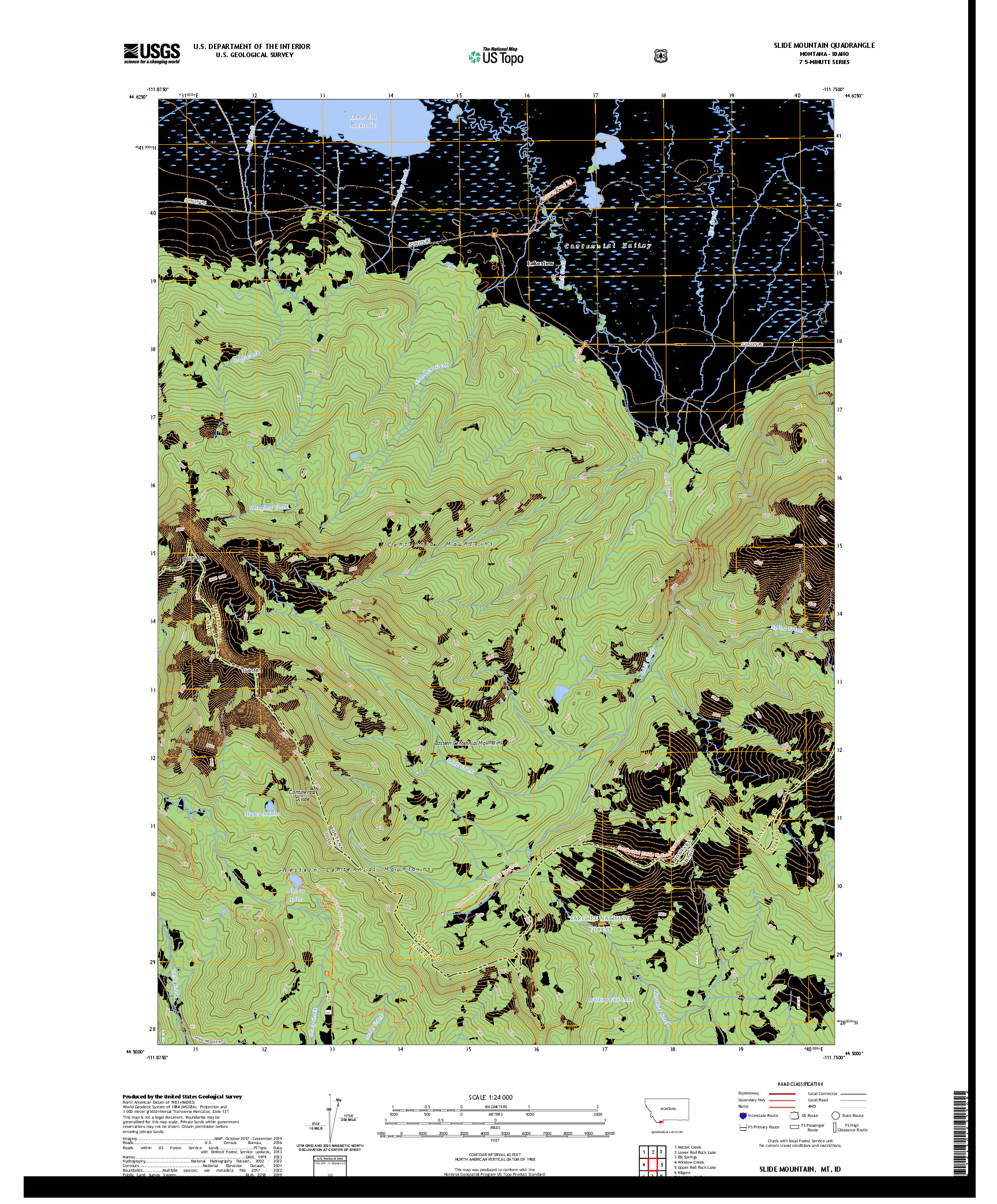 US TOPO 7.5-MINUTE MAP FOR SLIDE MOUNTAIN, MT,ID