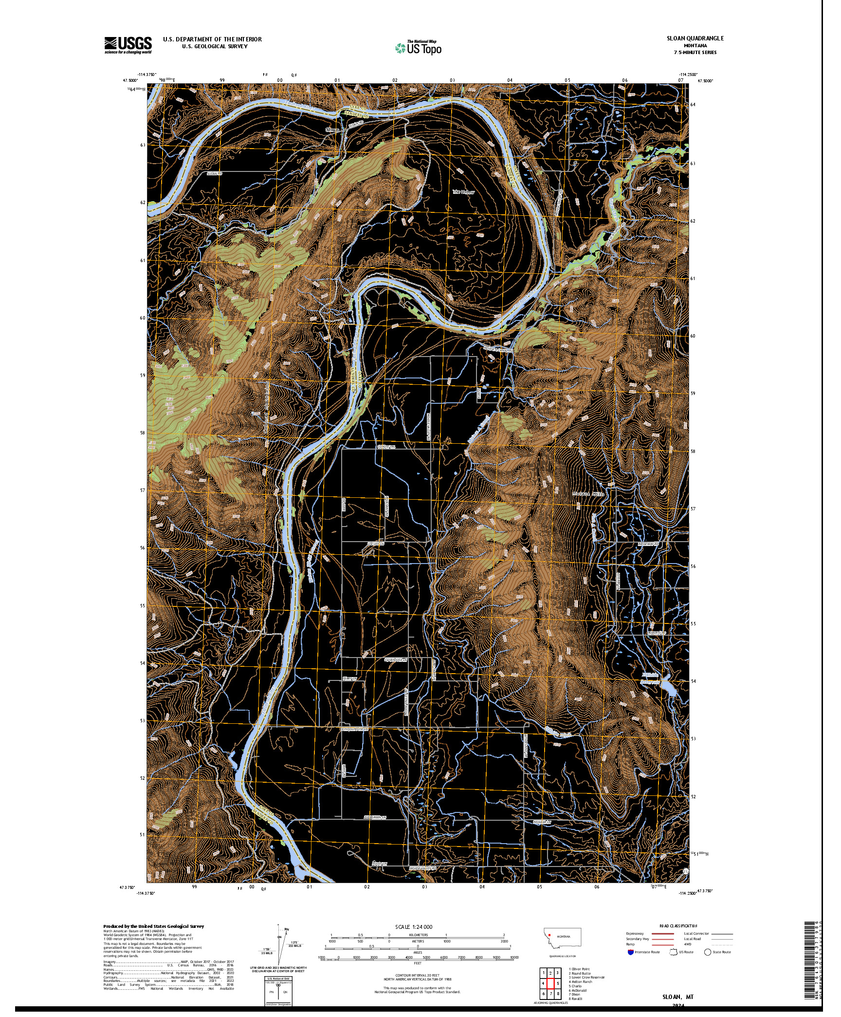 US TOPO 7.5-MINUTE MAP FOR SLOAN, MT