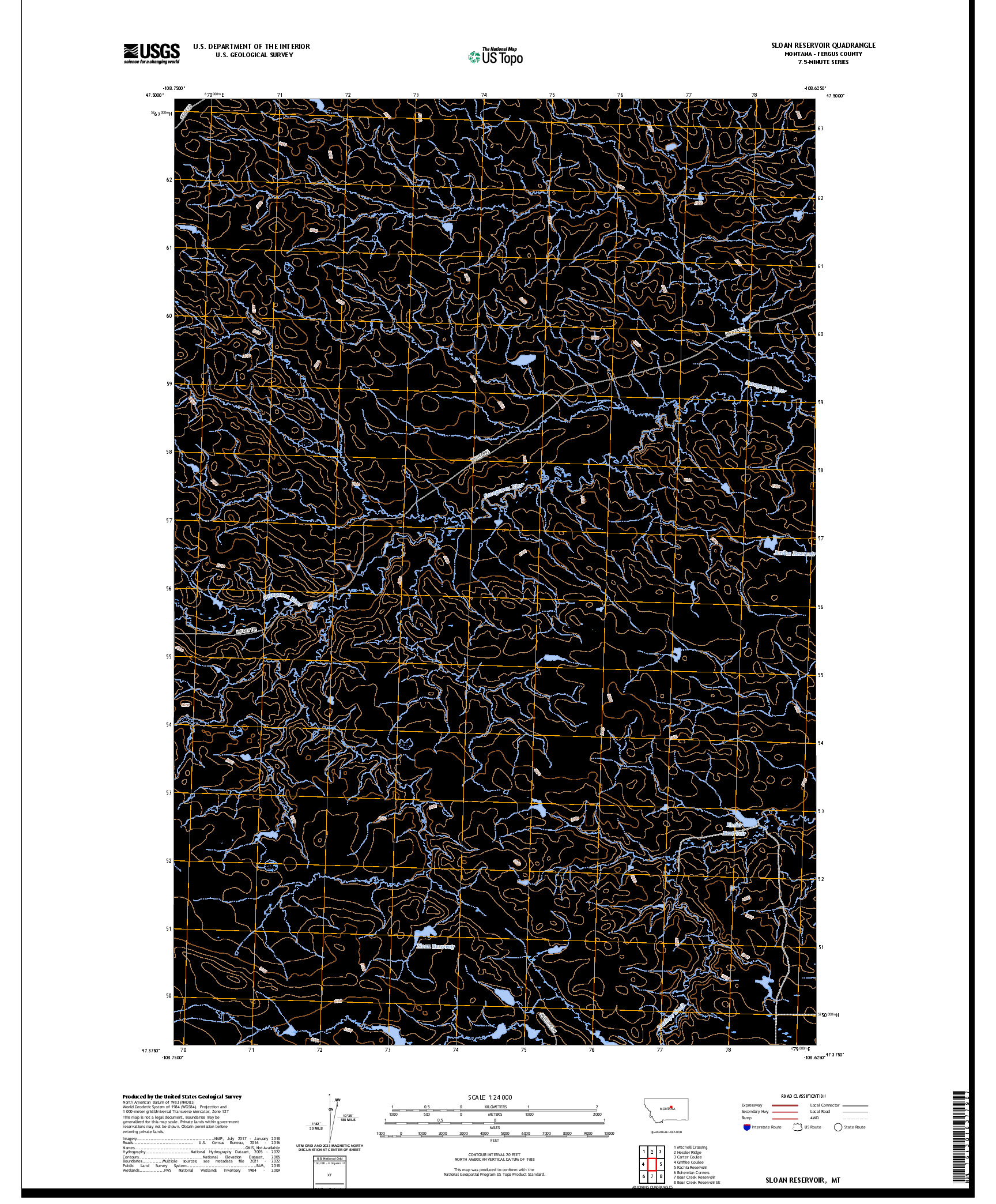 US TOPO 7.5-MINUTE MAP FOR SLOAN RESERVOIR, MT
