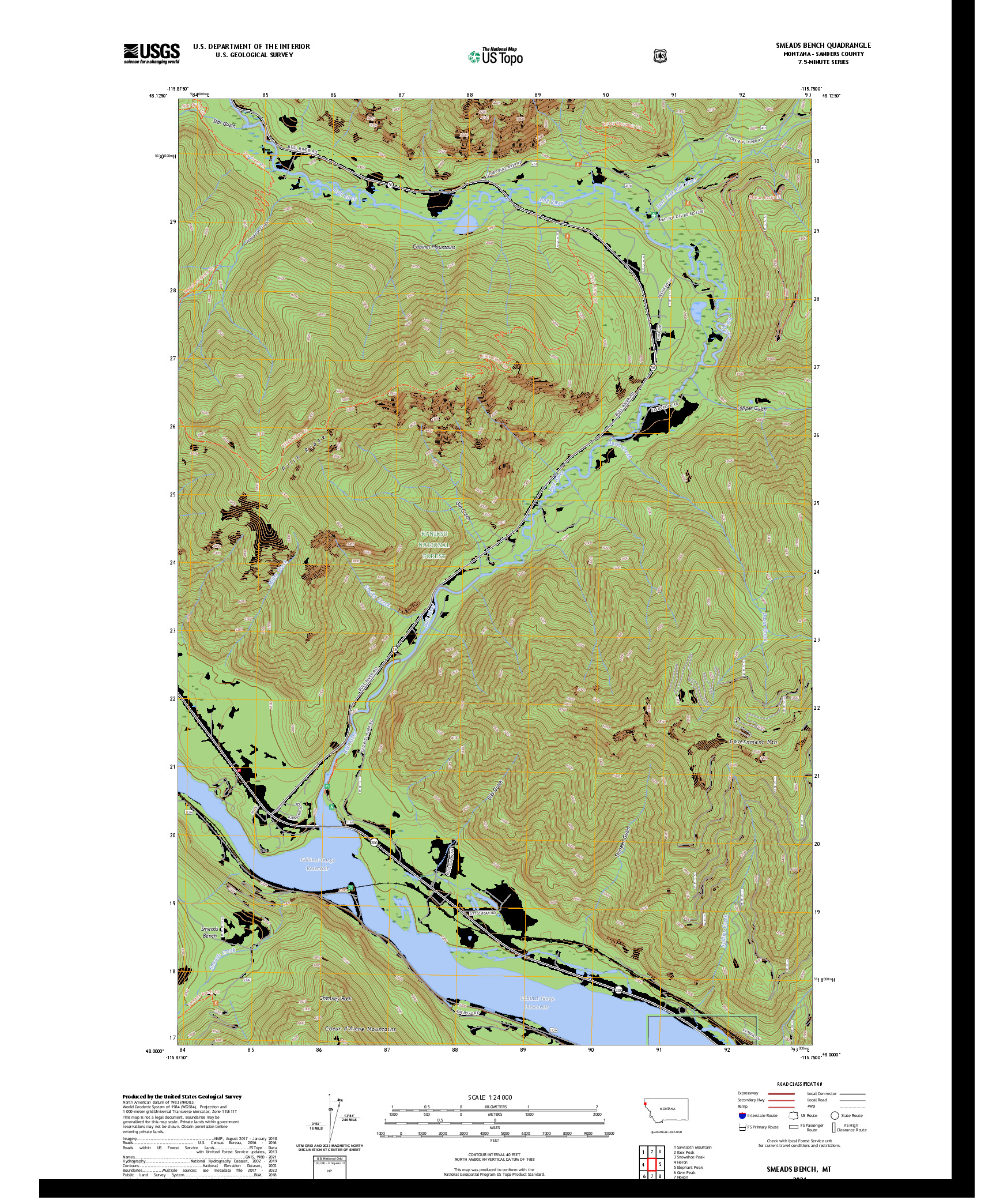 US TOPO 7.5-MINUTE MAP FOR SMEADS BENCH, MT