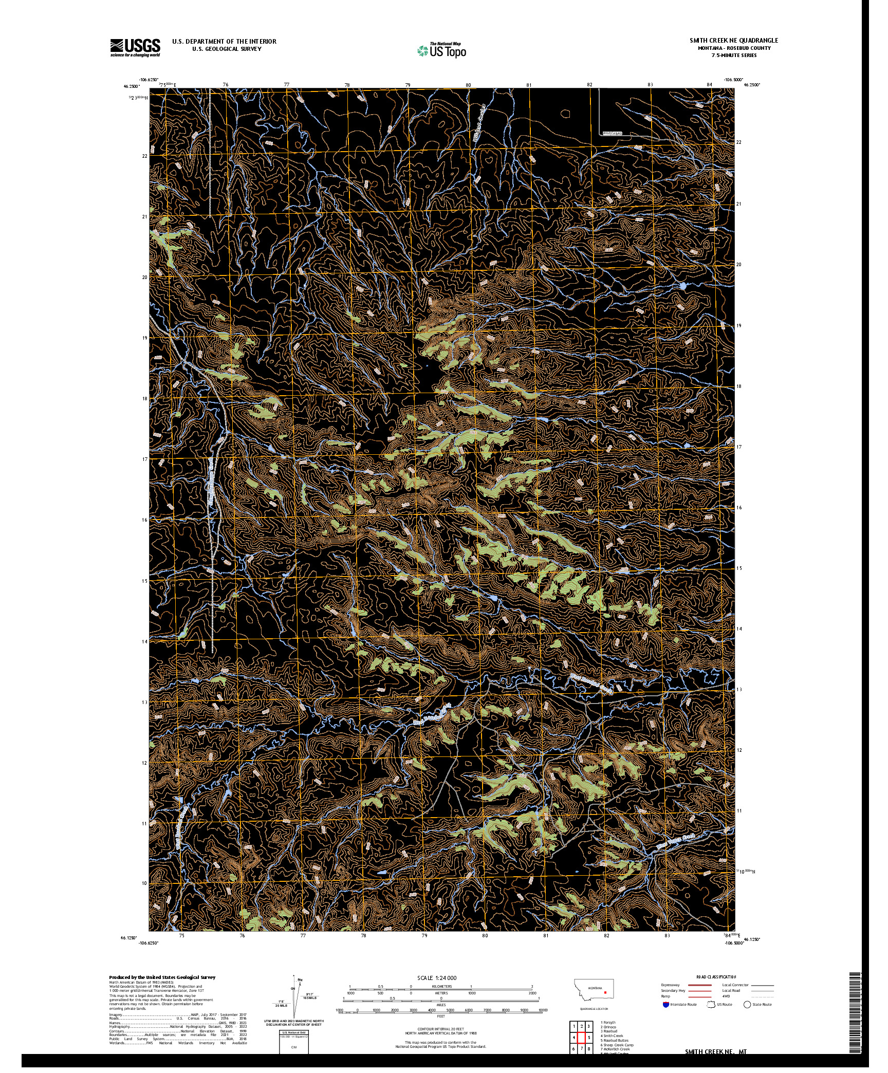 US TOPO 7.5-MINUTE MAP FOR SMITH CREEK NE, MT