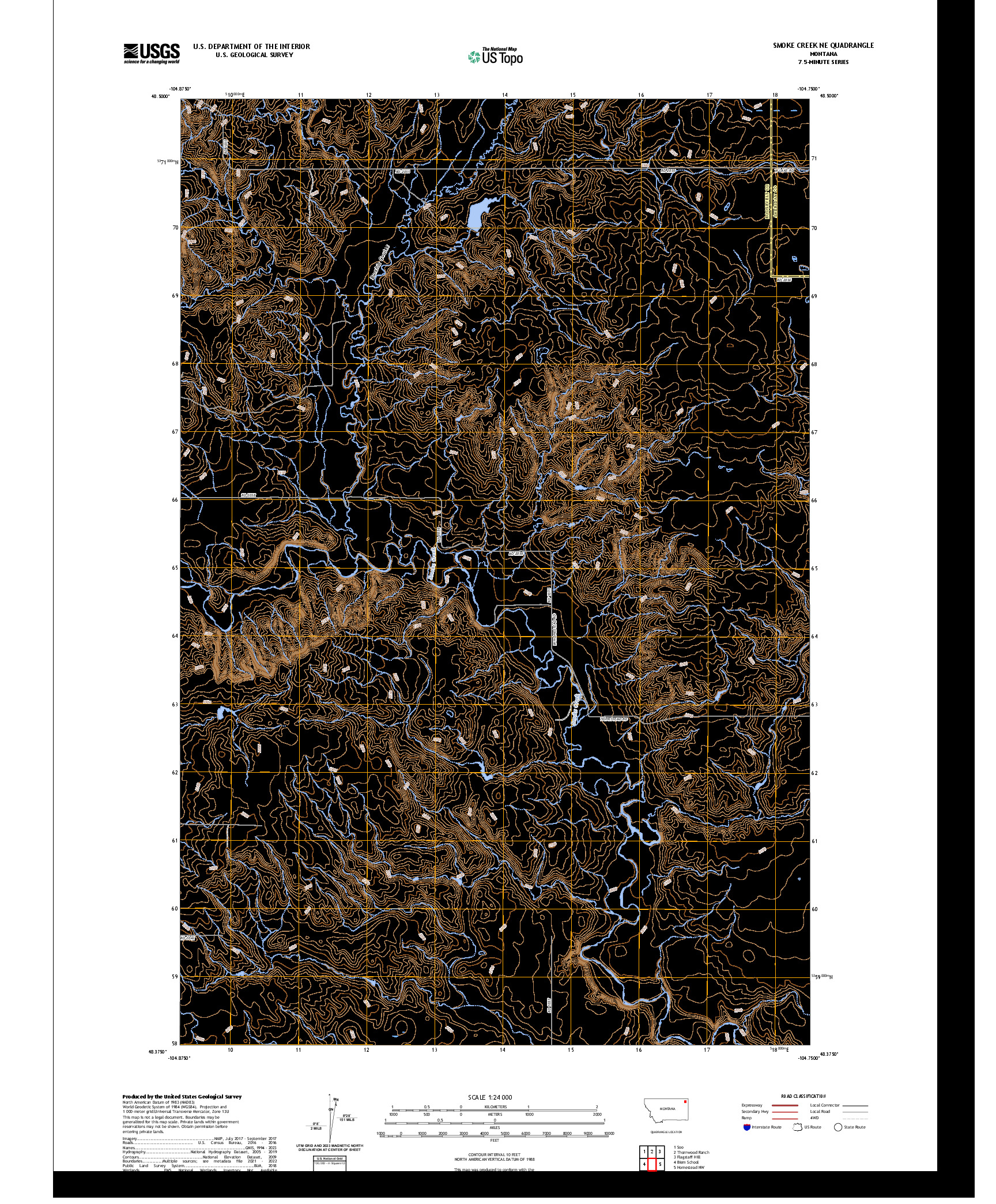 US TOPO 7.5-MINUTE MAP FOR SMOKE CREEK NE, MT