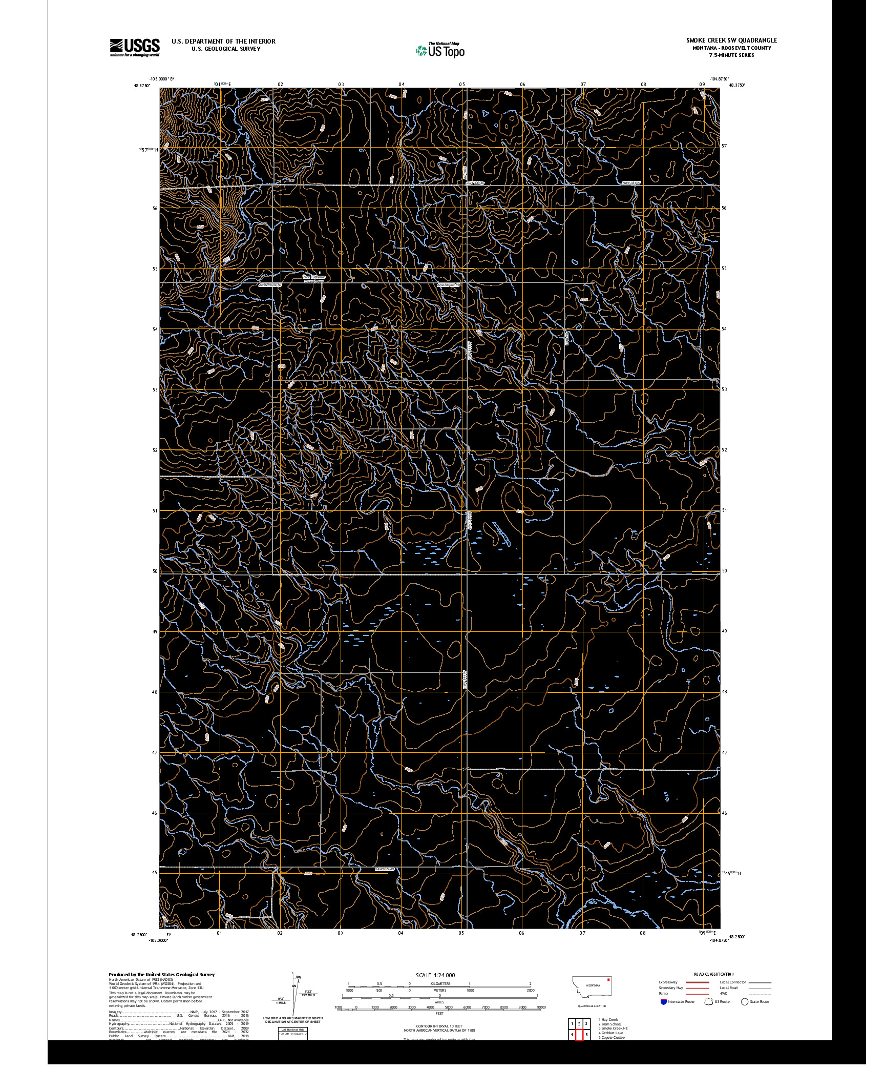 US TOPO 7.5-MINUTE MAP FOR SMOKE CREEK SW, MT
