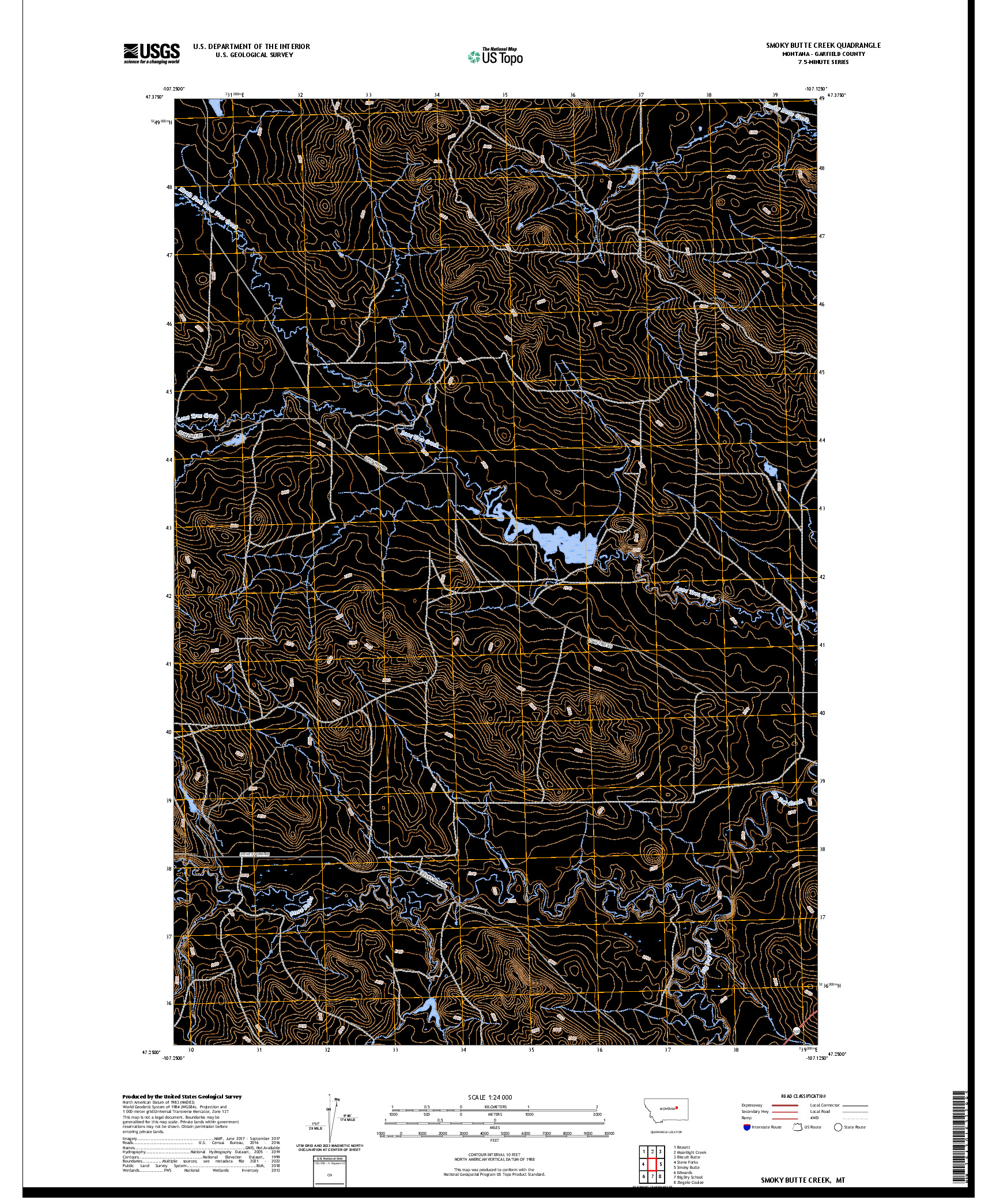 US TOPO 7.5-MINUTE MAP FOR SMOKY BUTTE CREEK, MT