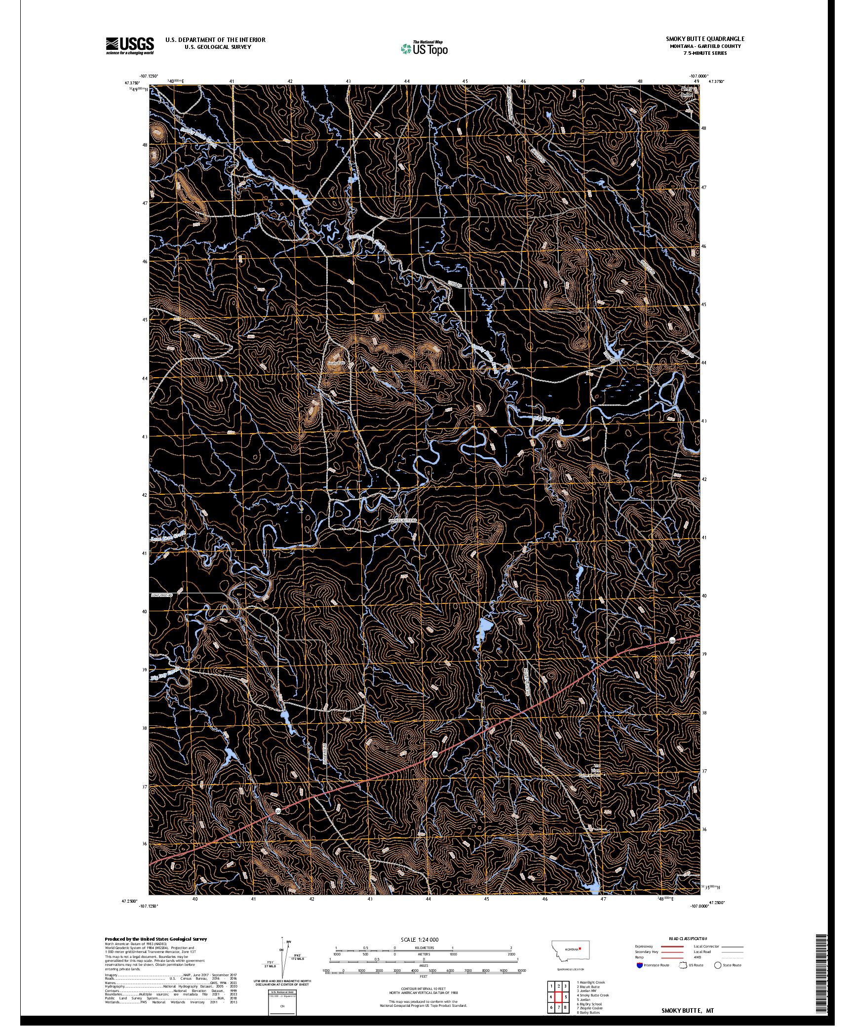 US TOPO 7.5-MINUTE MAP FOR SMOKY BUTTE, MT