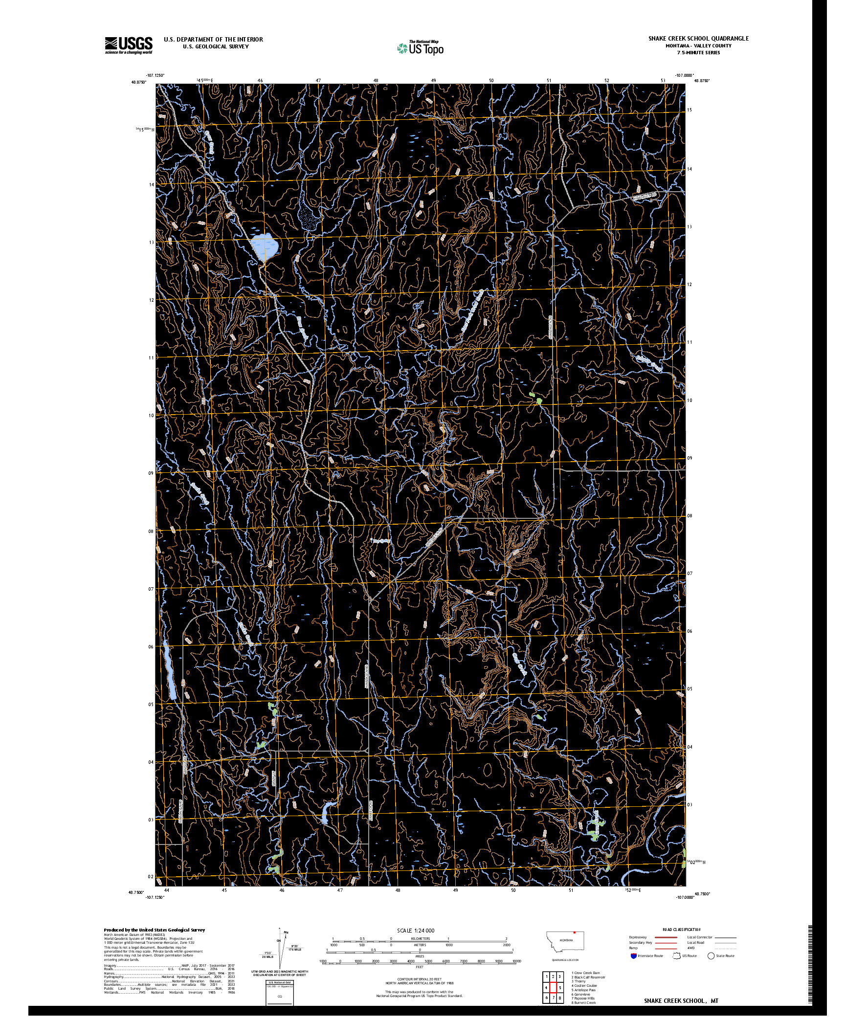 US TOPO 7.5-MINUTE MAP FOR SNAKE CREEK SCHOOL, MT